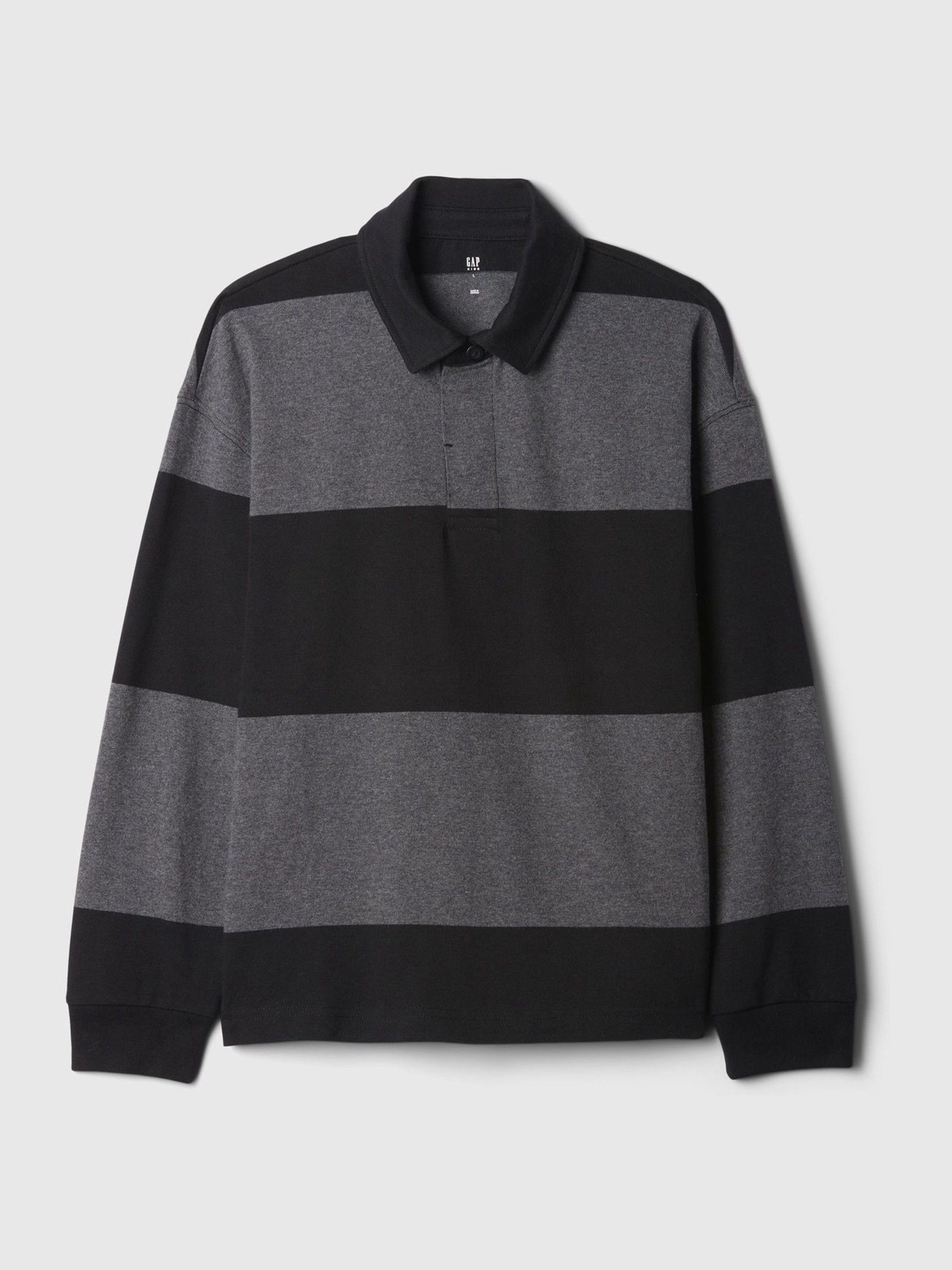 Black/Grey Rugby Shirt (4-13yrs) - Image 5 of 5