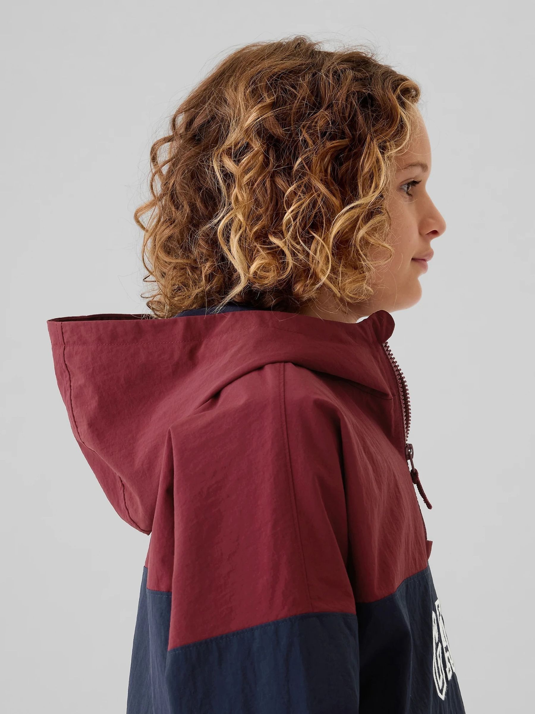 Burgundy Red Logo Hooded Windbreaker Jacket (4-13yrs) - Image 4 of 5