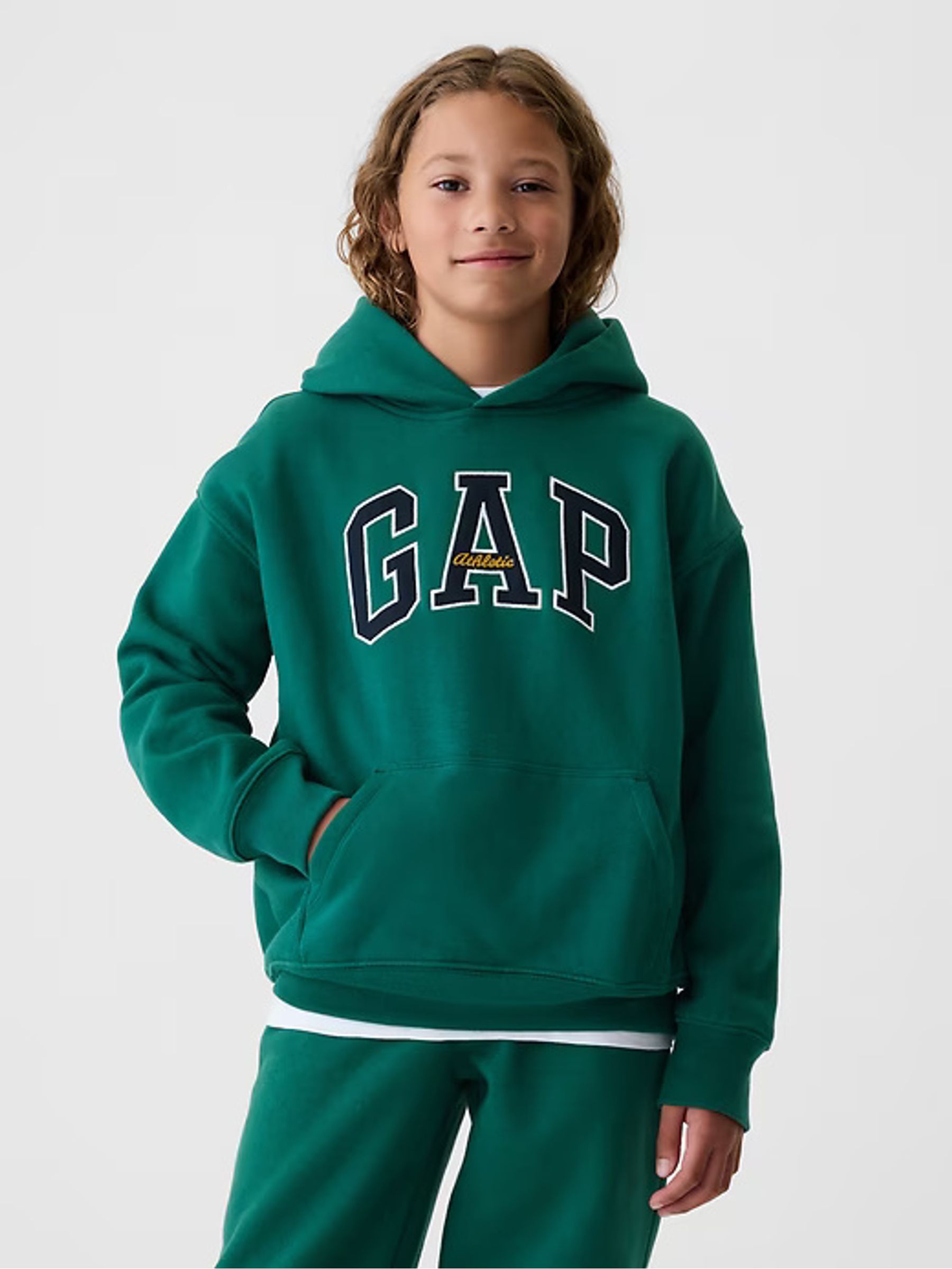 Green Athletic Logo Hoodie (4-13yrs) - Image 1 of 1