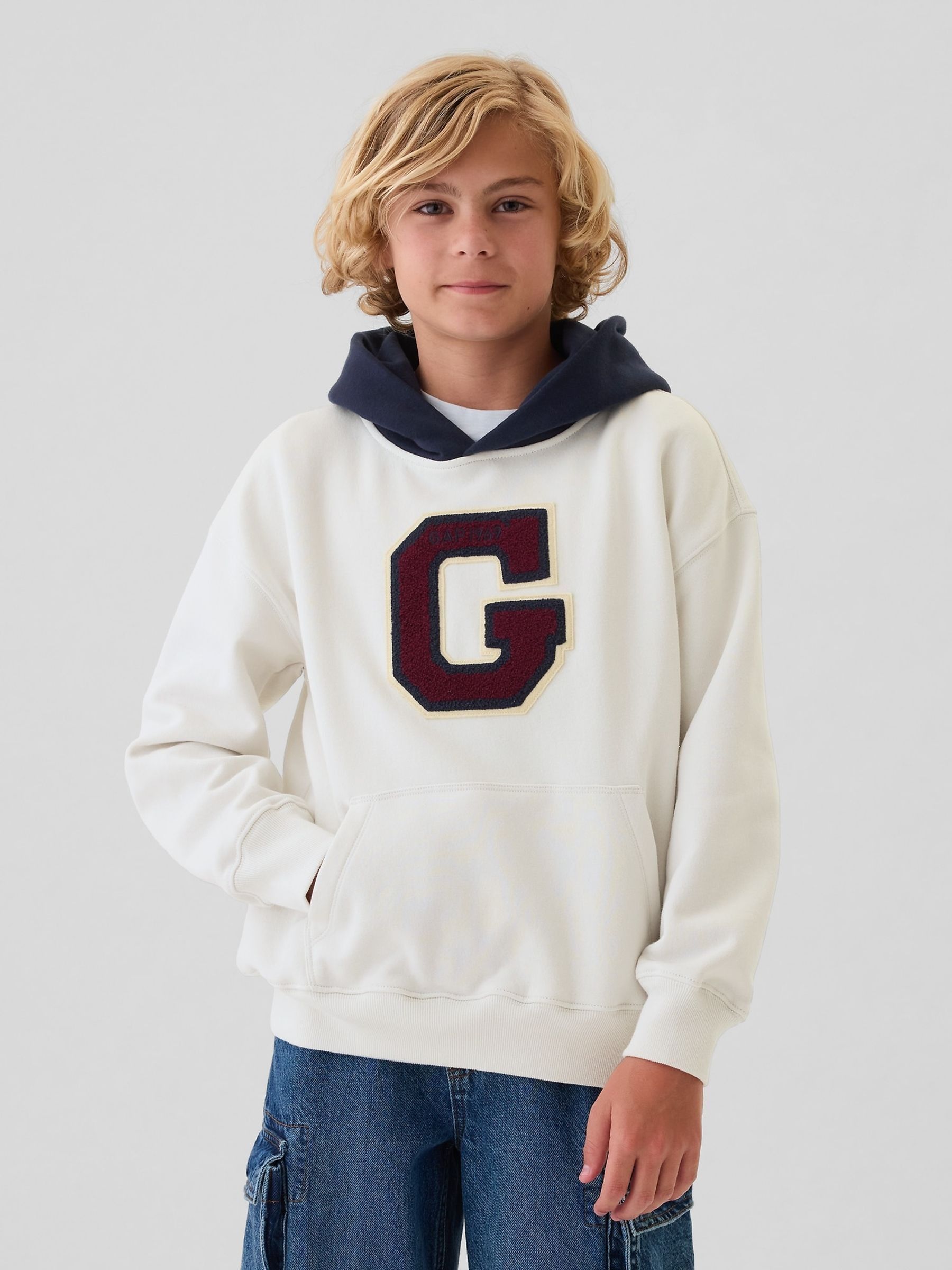 Cream Logo Varsity Hoodie (4-13yrs) - Image 3 of 6