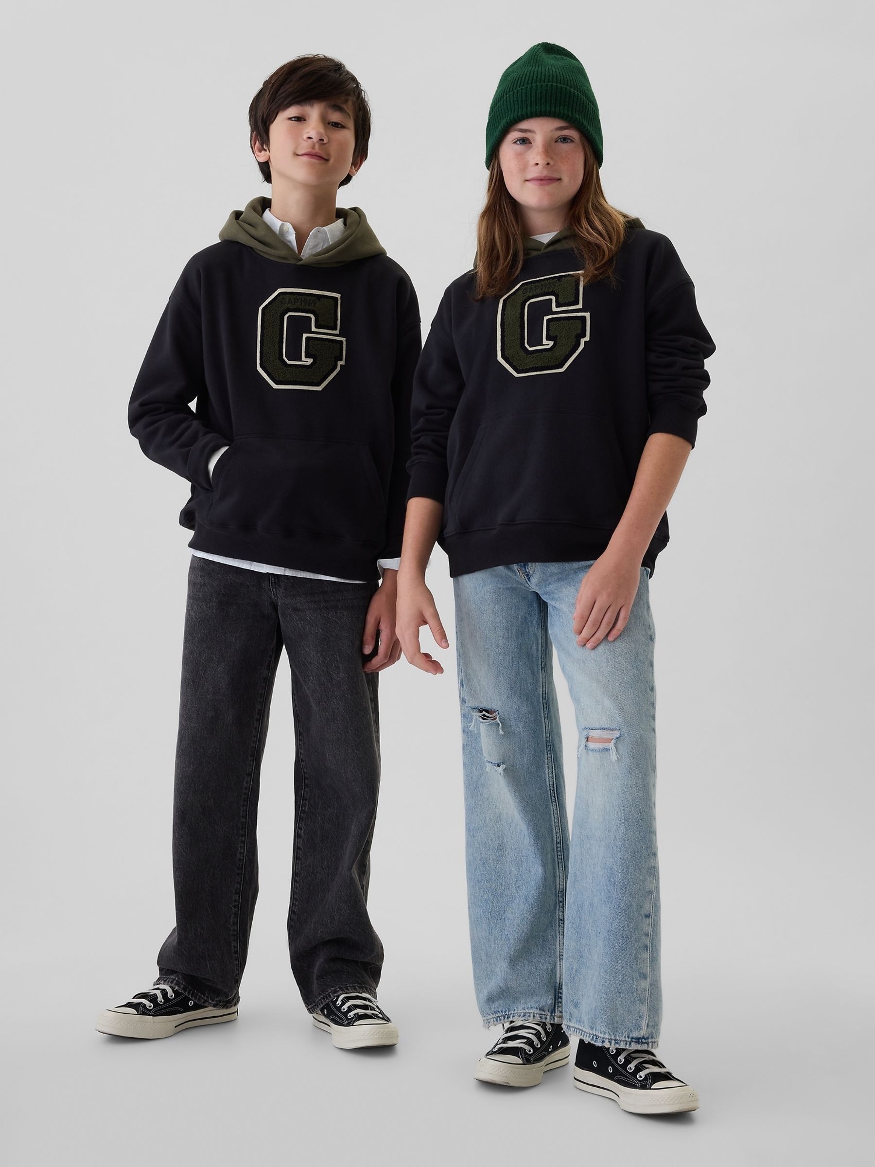 Black Logo Varsity Hoodie (4-13yrs) - Image 1 of 6