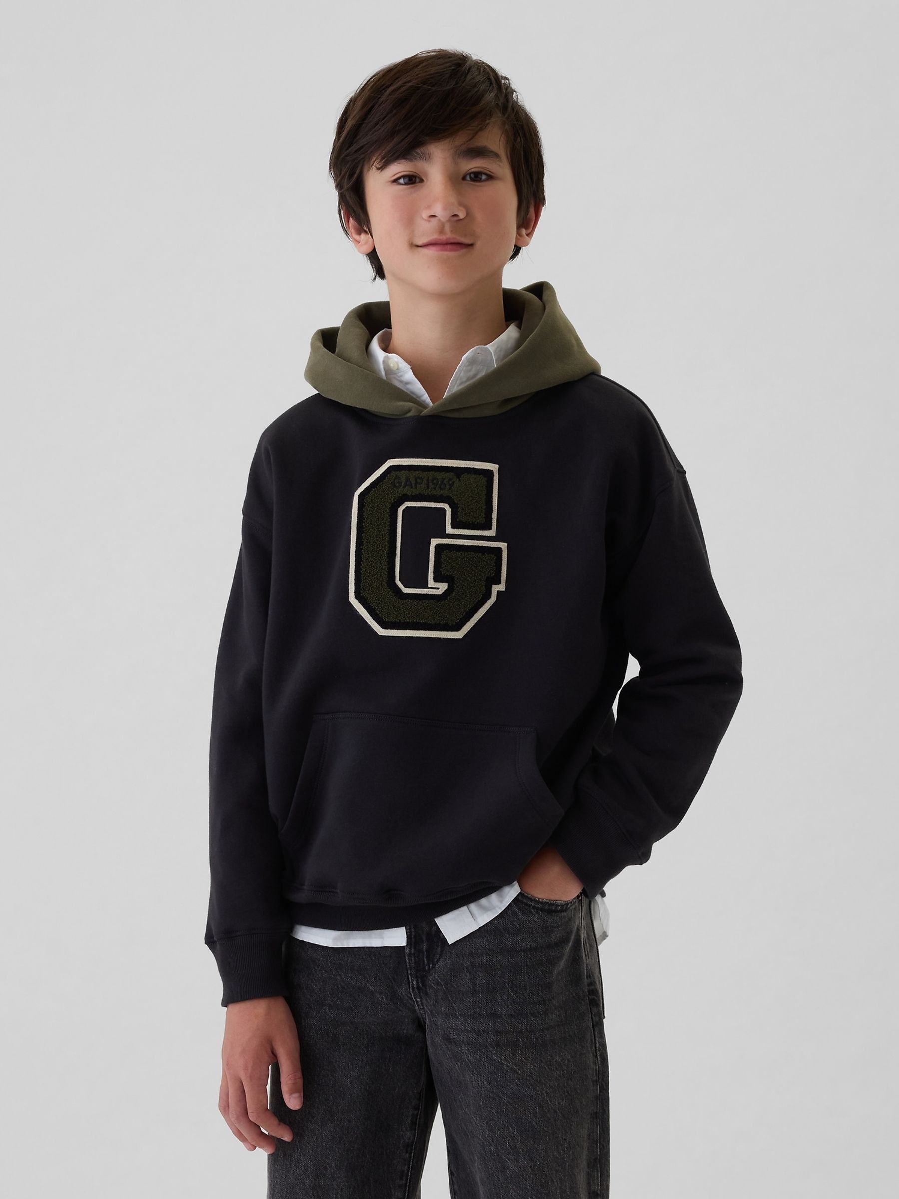 Black Logo Varsity Hoodie (4-13yrs) - Image 3 of 6