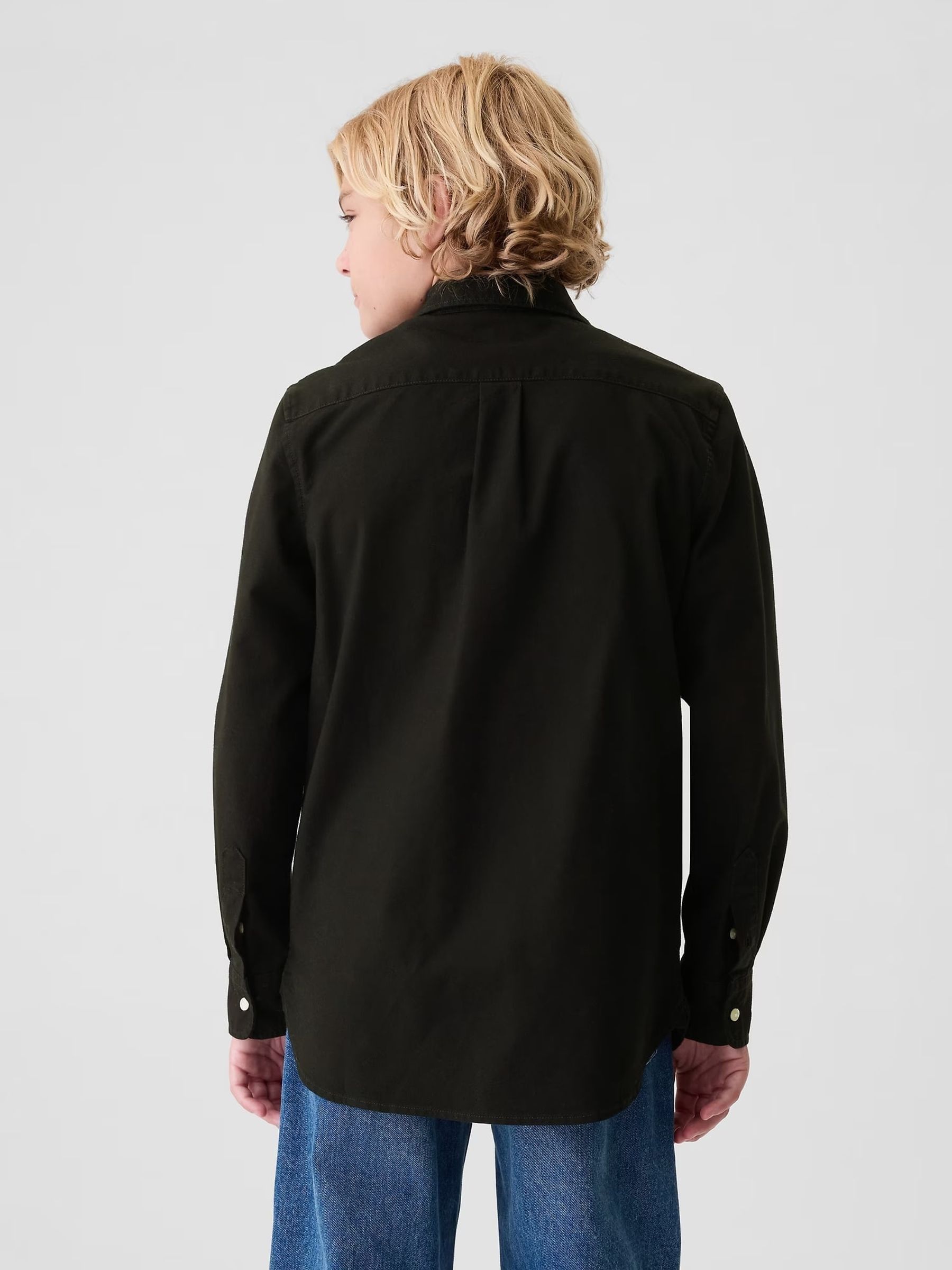 Black Long Sleeve Oxford Shirt (4-13yrs) - Image 2 of 6