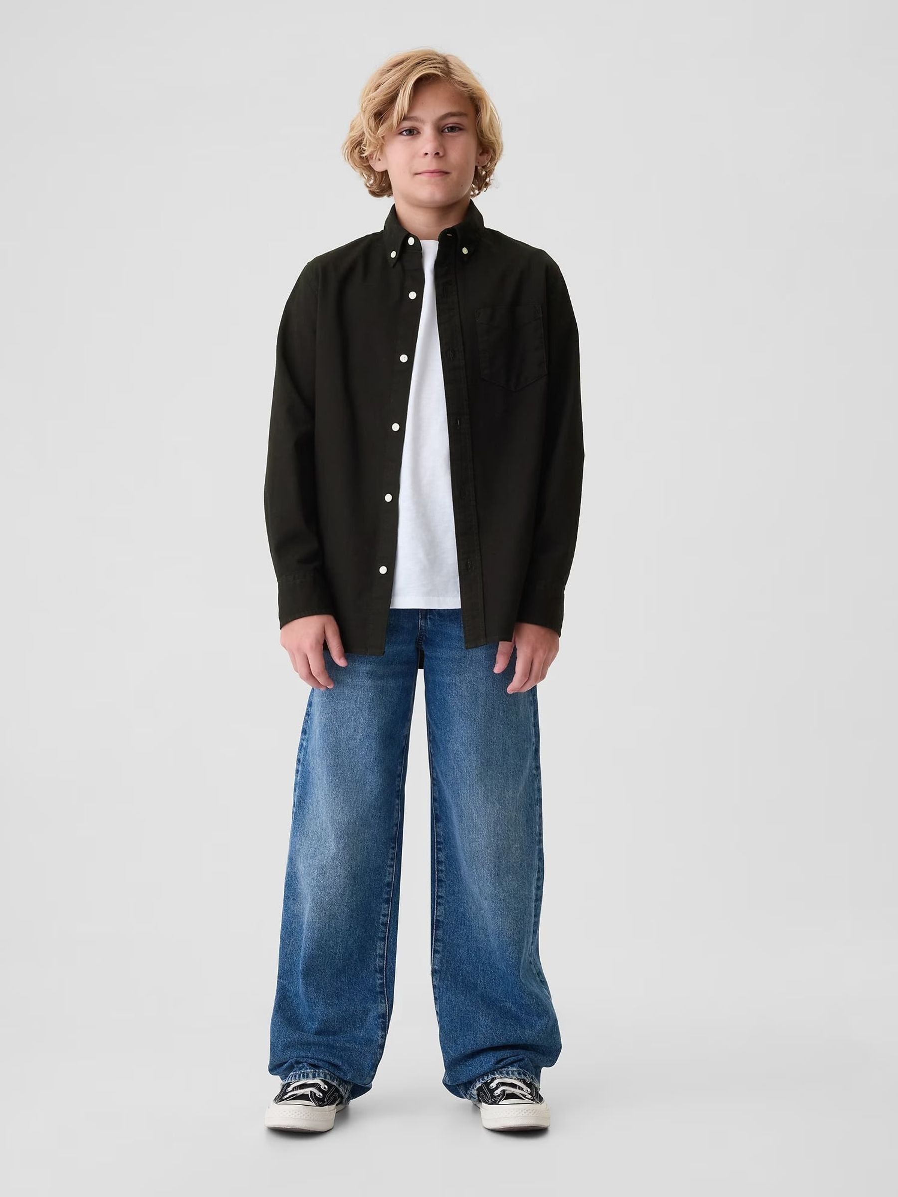 Black Long Sleeve Oxford Shirt (4-13yrs) - Image 3 of 6