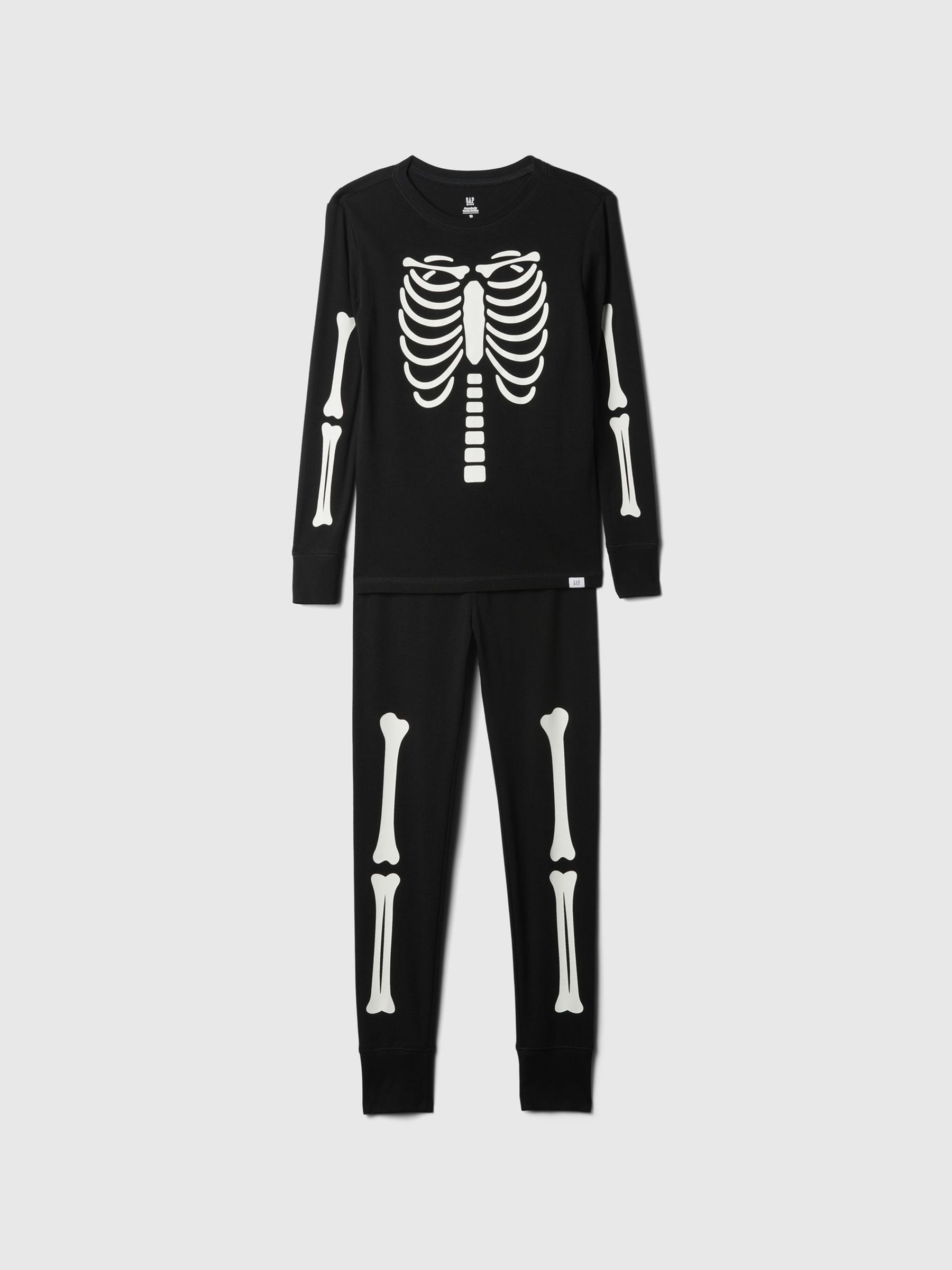 Black Halloween Skeleton Cotton Pyjama Set (4-13yrs) - Image 1 of 1