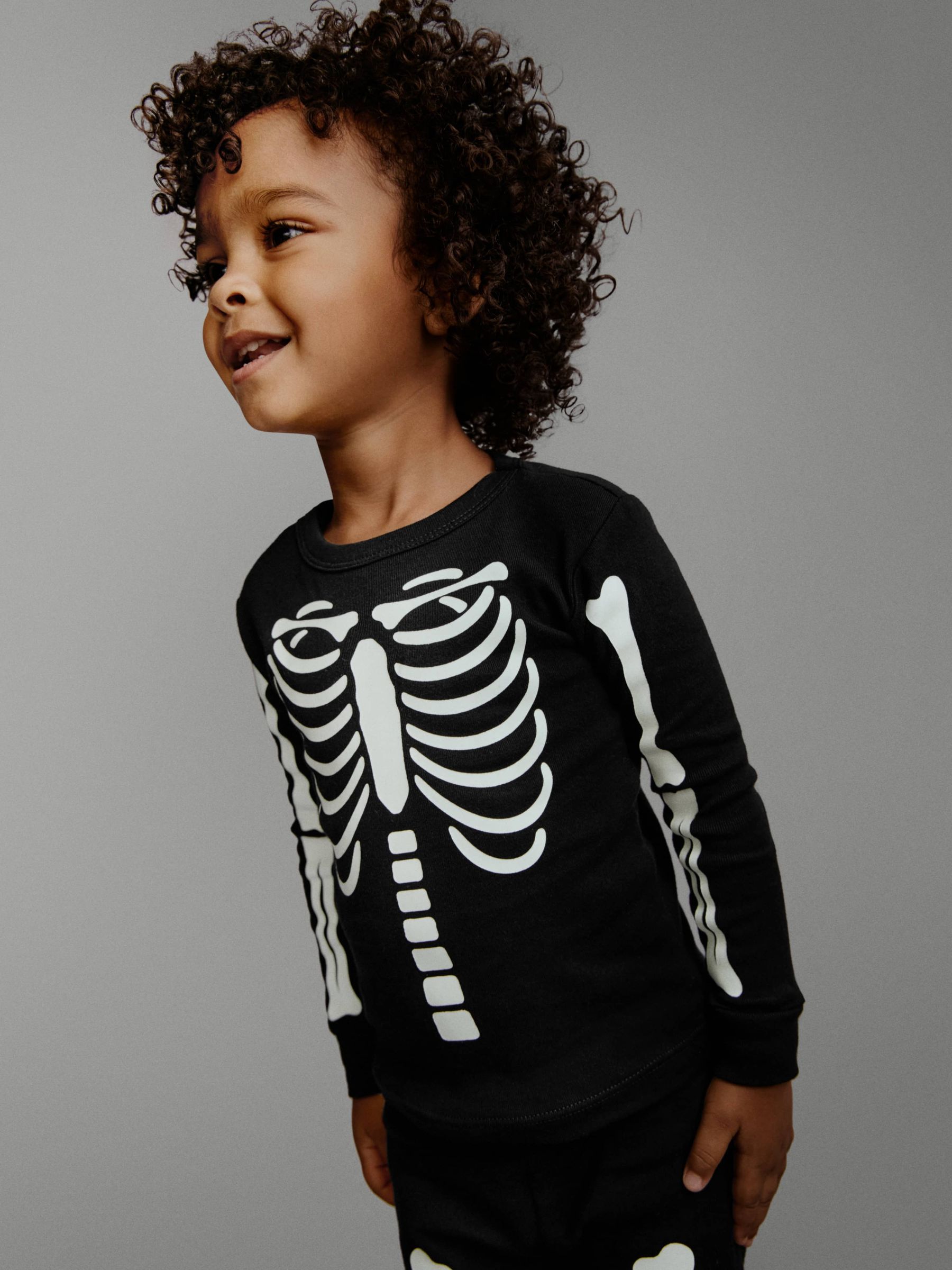 Black Halloween Skeleton Cotton Pyjama Set (4-13yrs) - Image 3 of 5