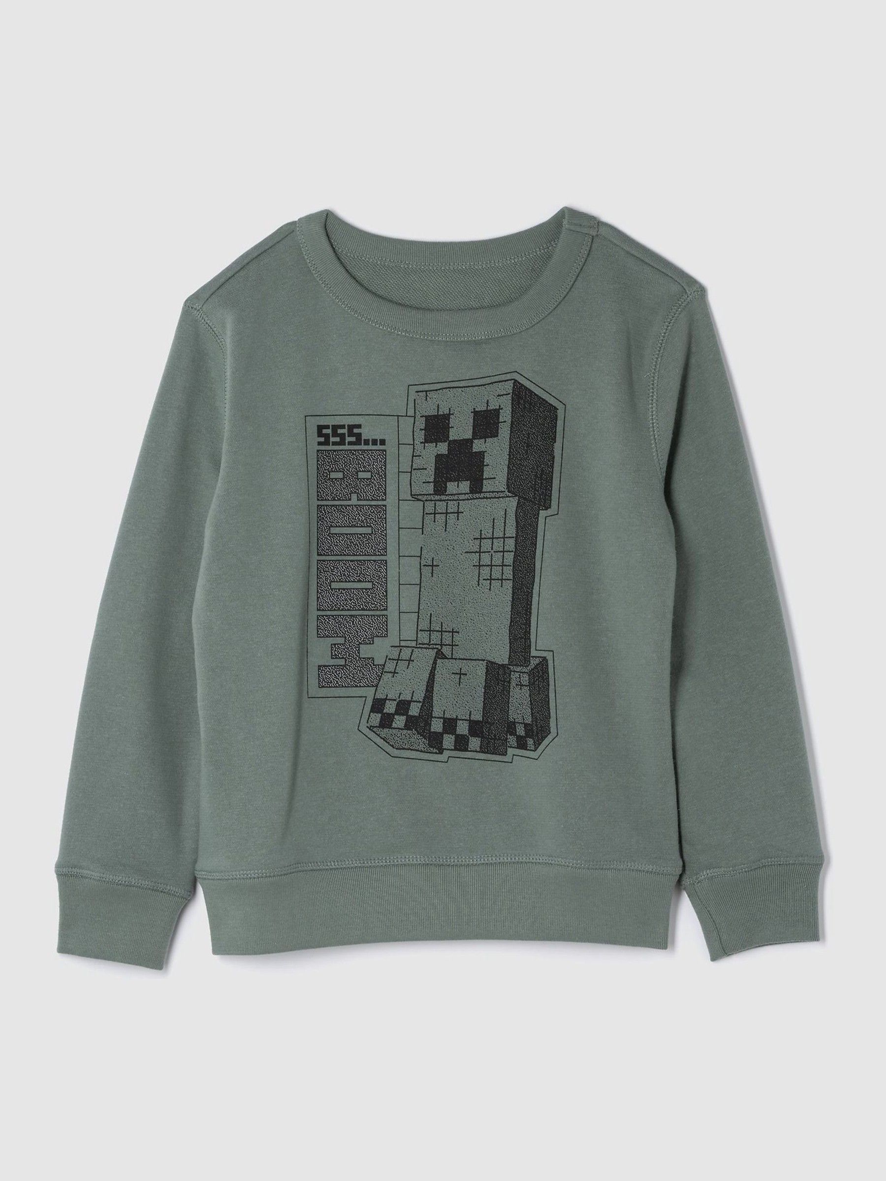 Green Minecraft Graphic Crew Neck Jumper (4-13yrs) - Image 1 of 3