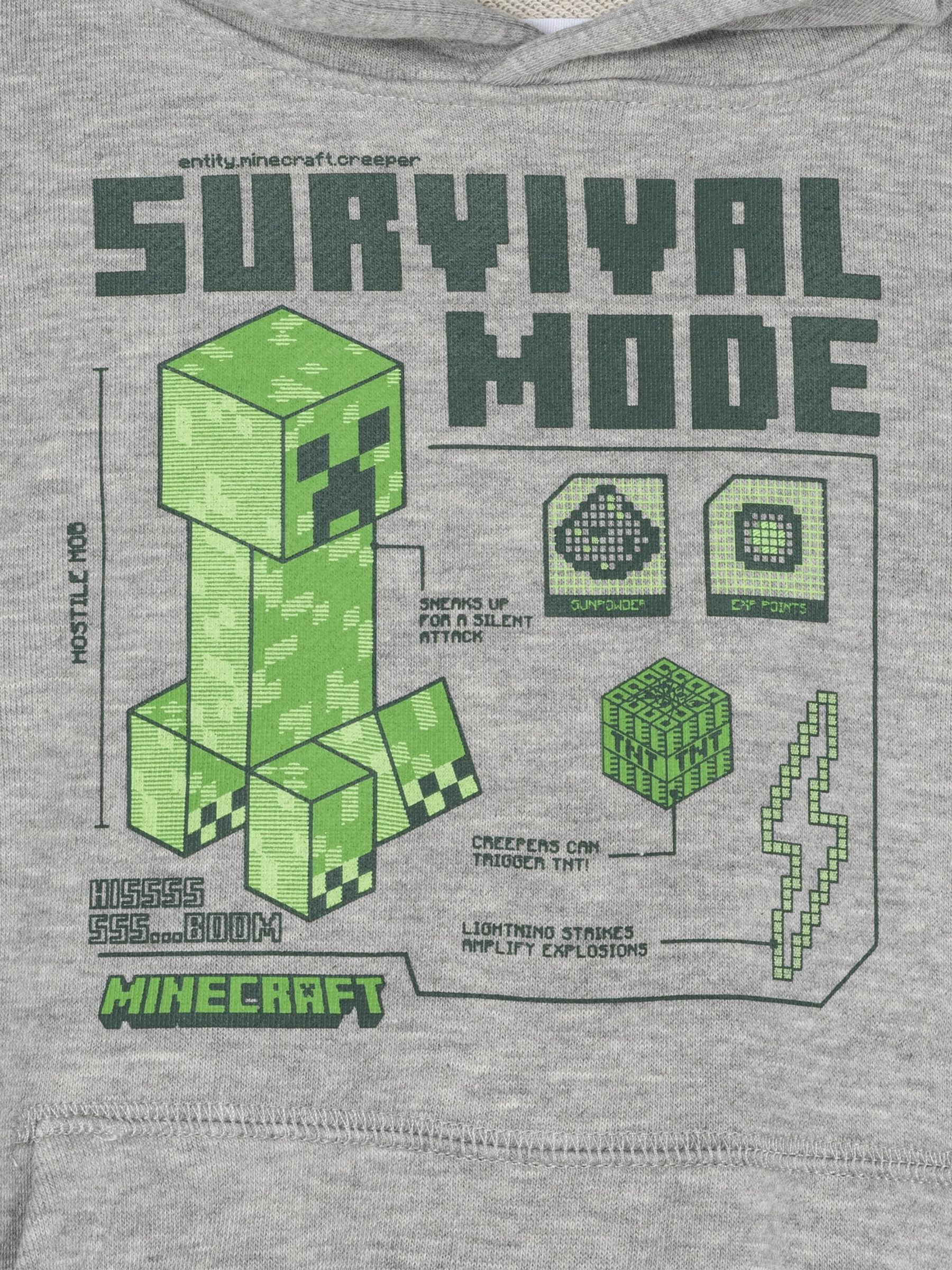 Grey Minecraft Graphic Hoodie (4-13yrs) - Image 3 of 3
