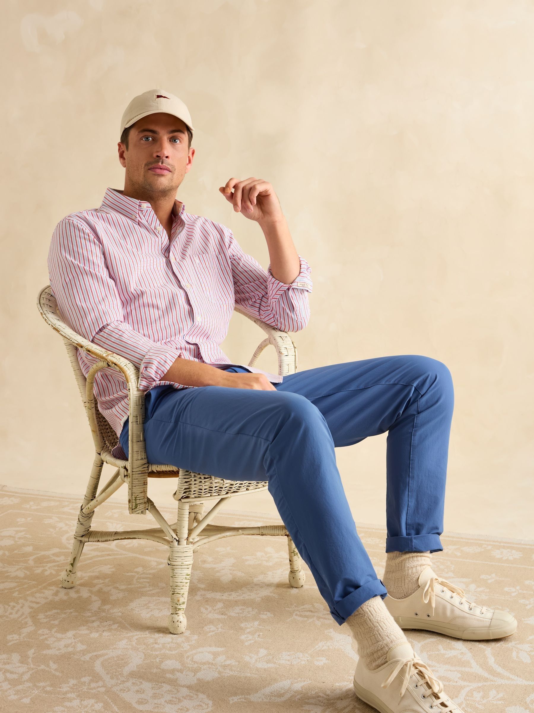 Oxford Red/Blue Stripe Classic Fit Shirt - Image 4 of 11