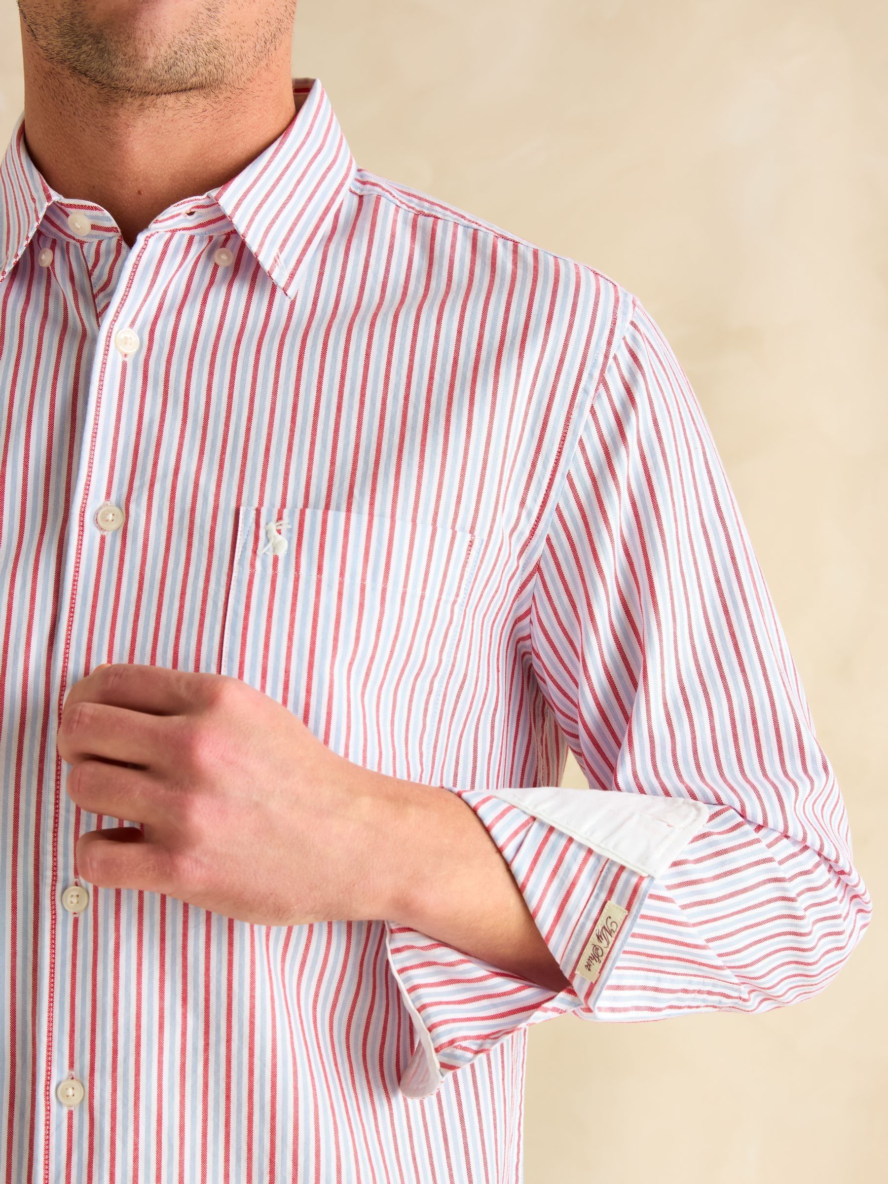 Oxford Red/Blue Stripe Classic Fit Shirt - Image 7 of 11
