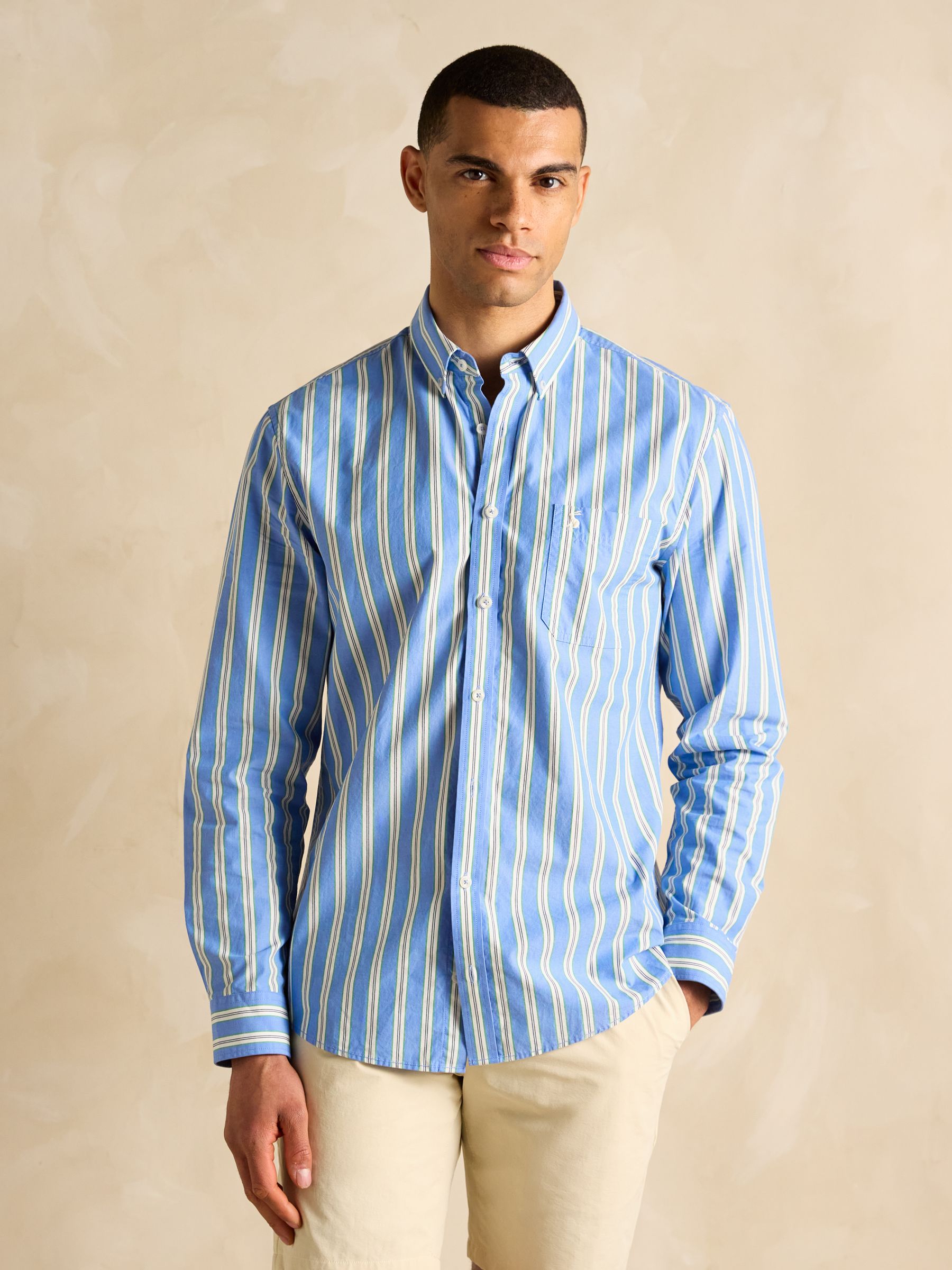 Poplin Blue Stripe Classic Fit Shirt - Image 2 of 9