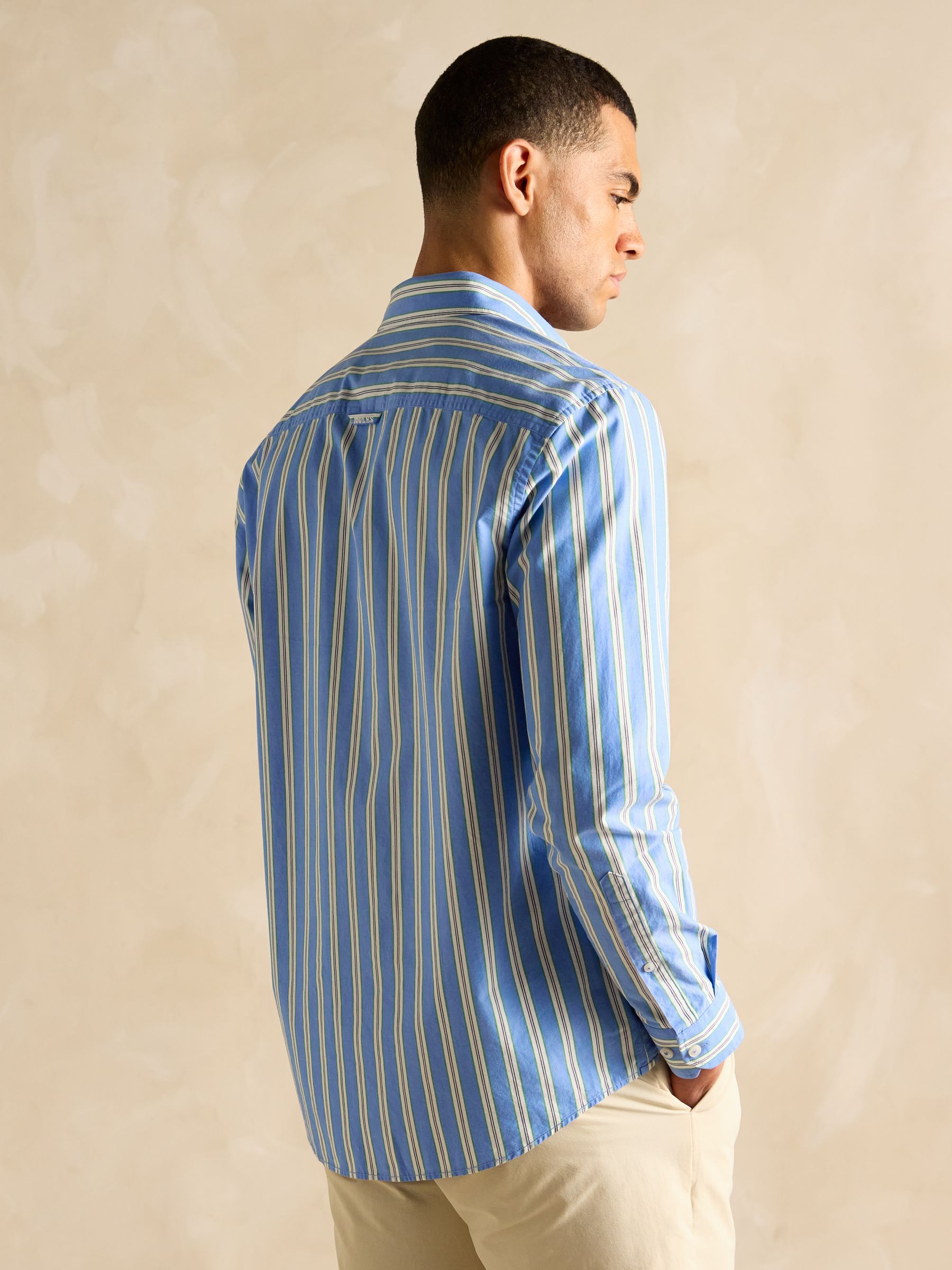 Poplin Blue Stripe Classic Fit Shirt - Image 3 of 9