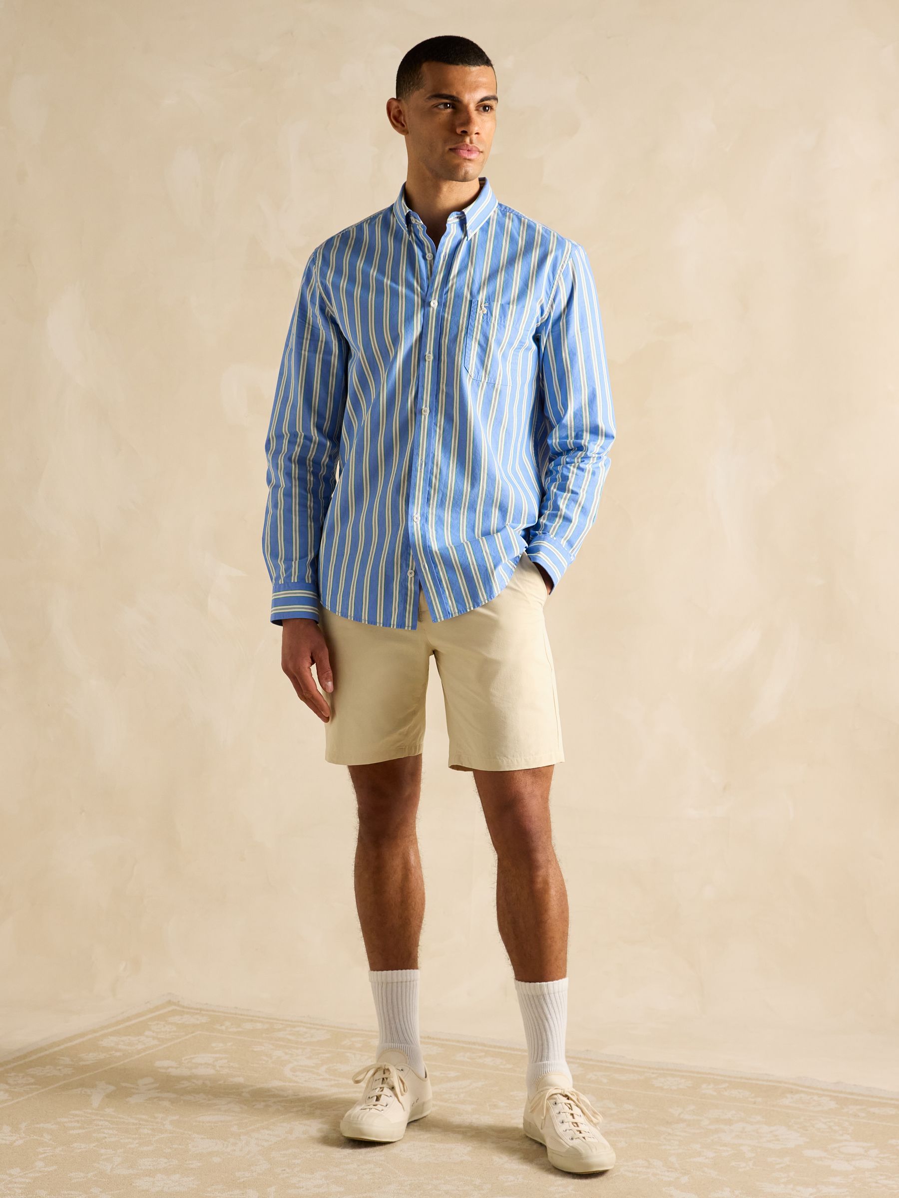 Poplin Blue Stripe Classic Fit Shirt - Image 4 of 9
