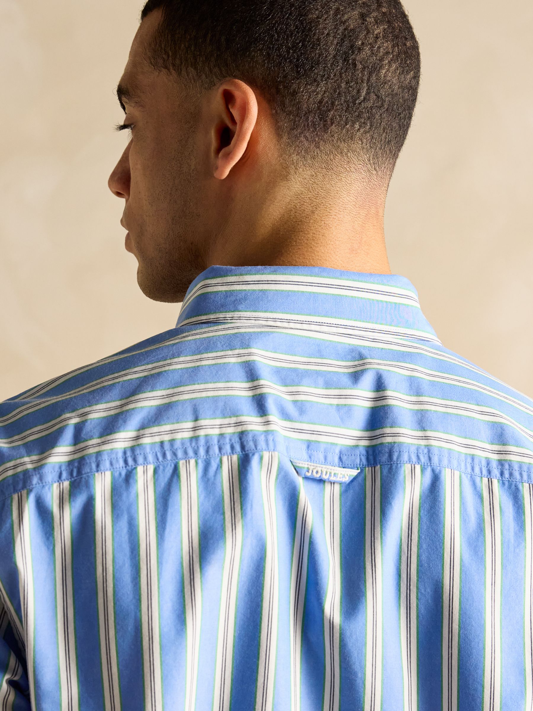 Poplin Blue Stripe Classic Fit Shirt - Image 8 of 9