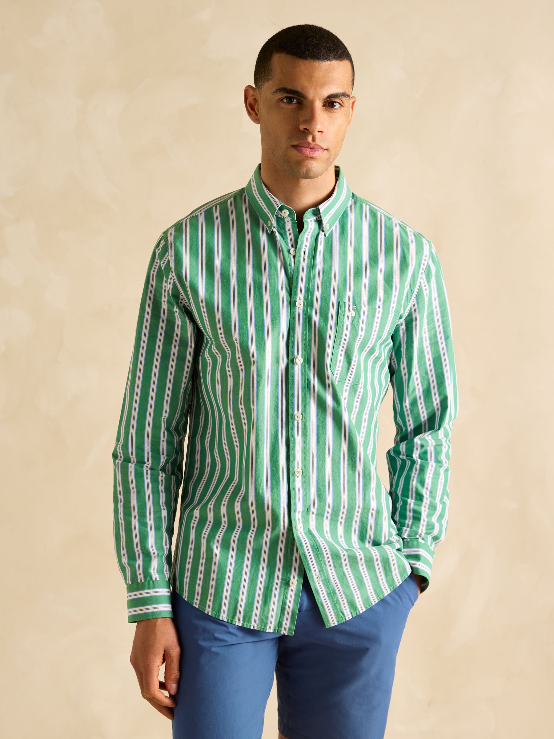 Poplin Green Stripe Classic Fit Shirt - Image 2 of 9