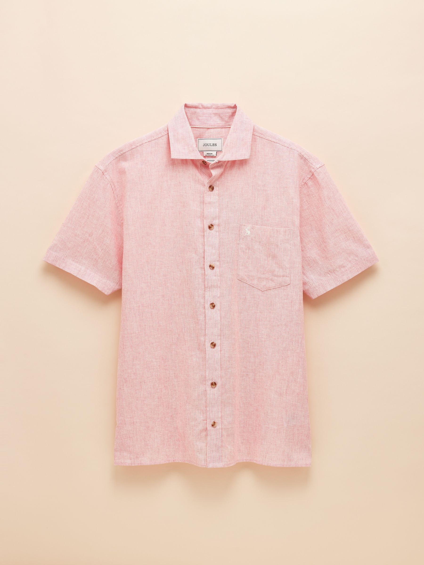 Linen Blend Red Stripe Short Sleeve Shirt - Image 8 of 8