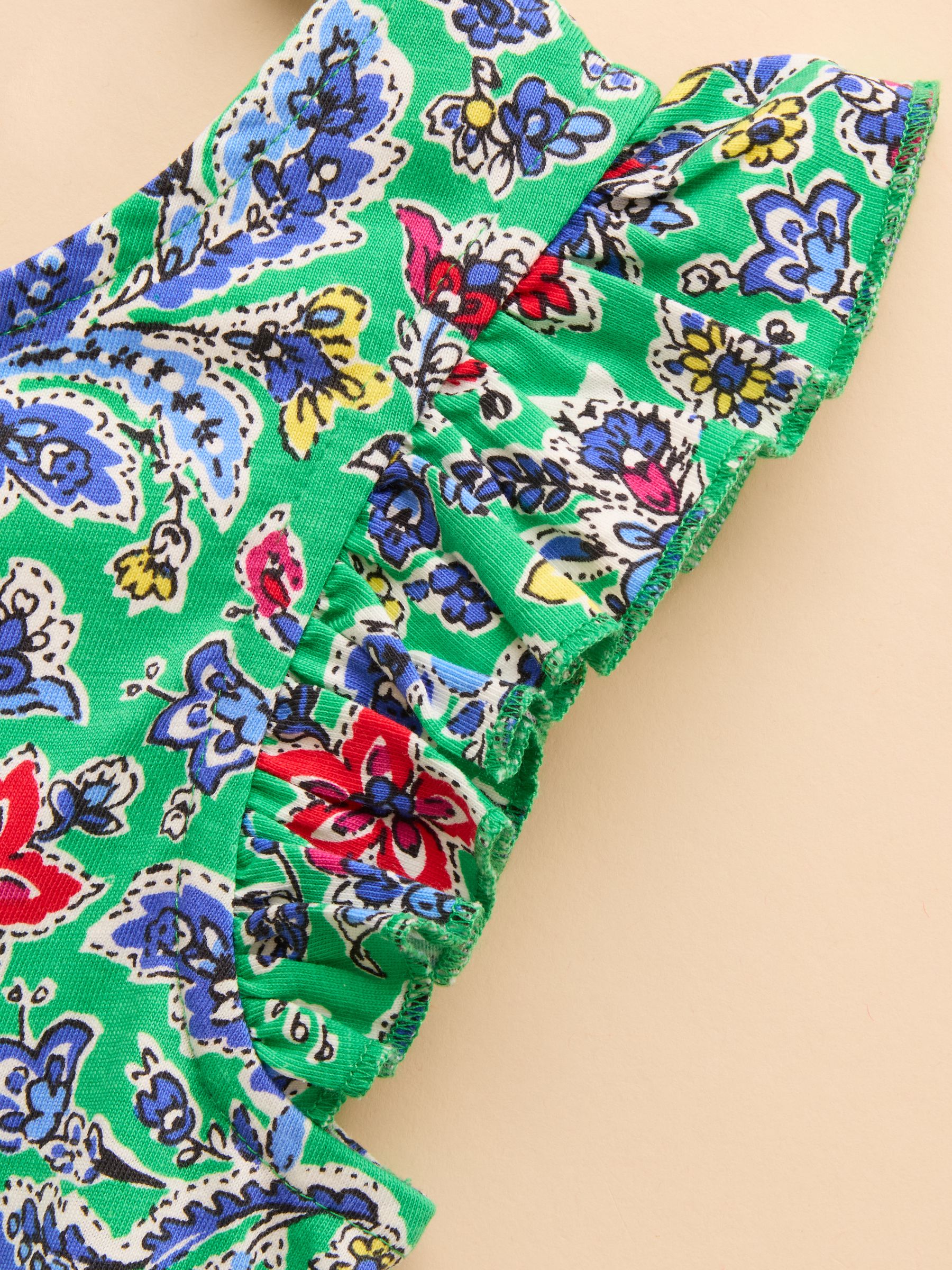 Butterly Green Print Frill Sleeve Dress - Image 5 of 7