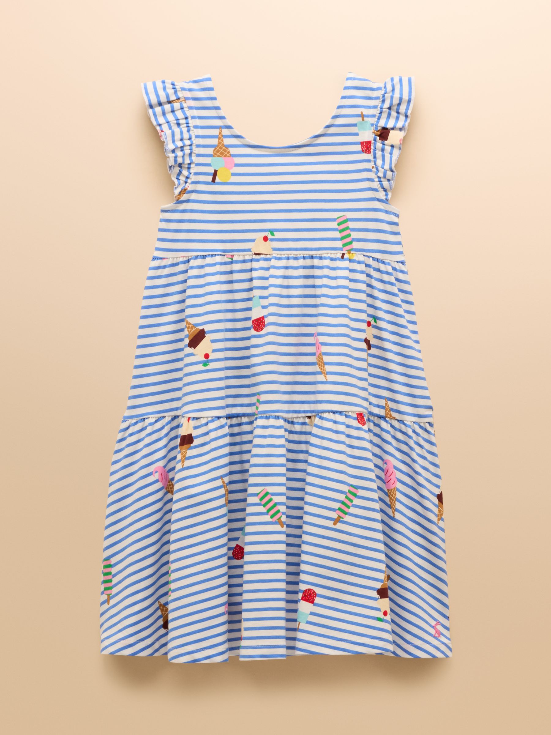 Butterly Blue Print Frill Sleeve Dress - Image 1 of 5