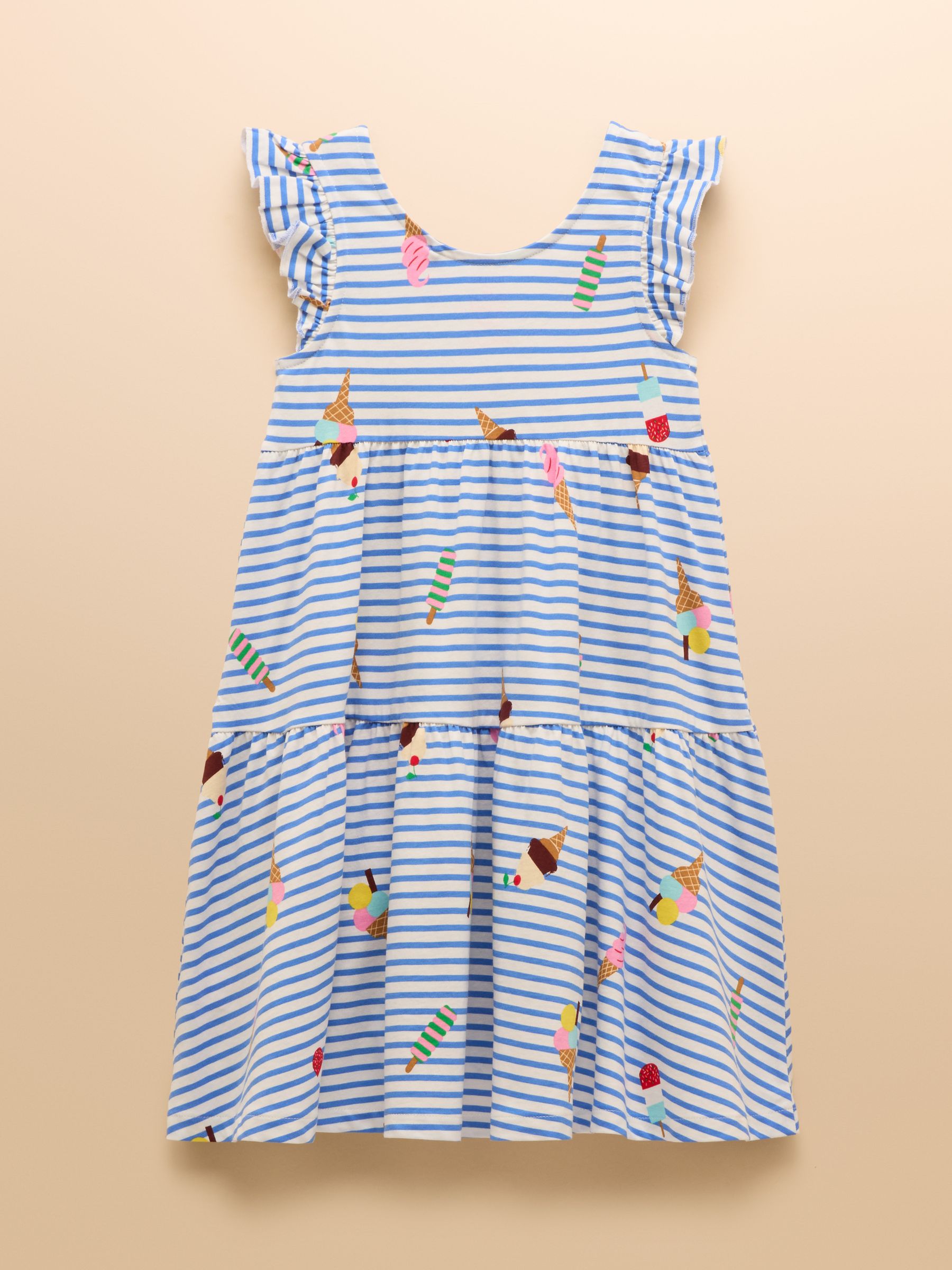 Butterly Blue Print Frill Sleeve Dress - Image 2 of 5