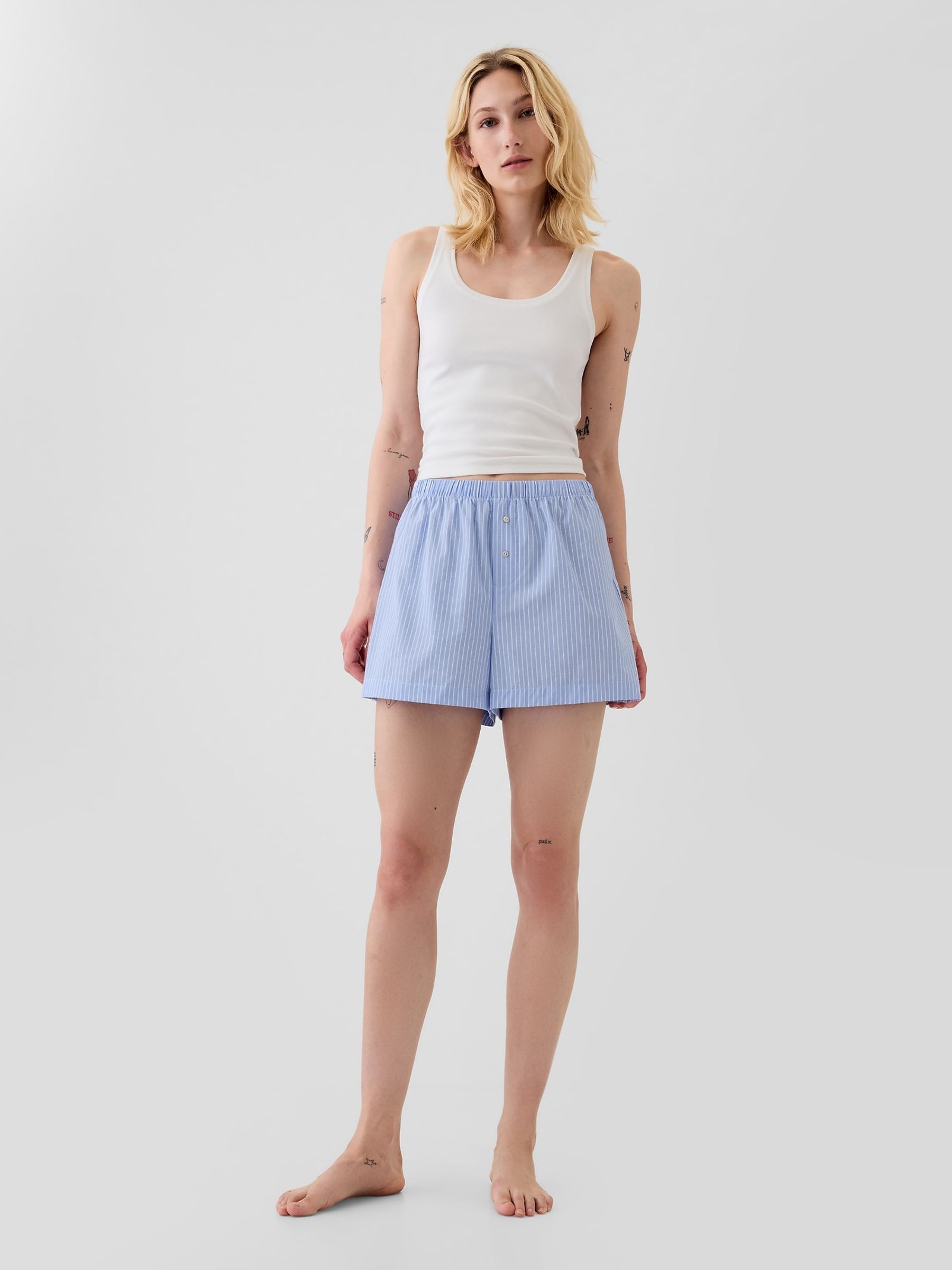 Blue Stripe Short Poplin Short Pyjama Bottoms - Image 2 of 3