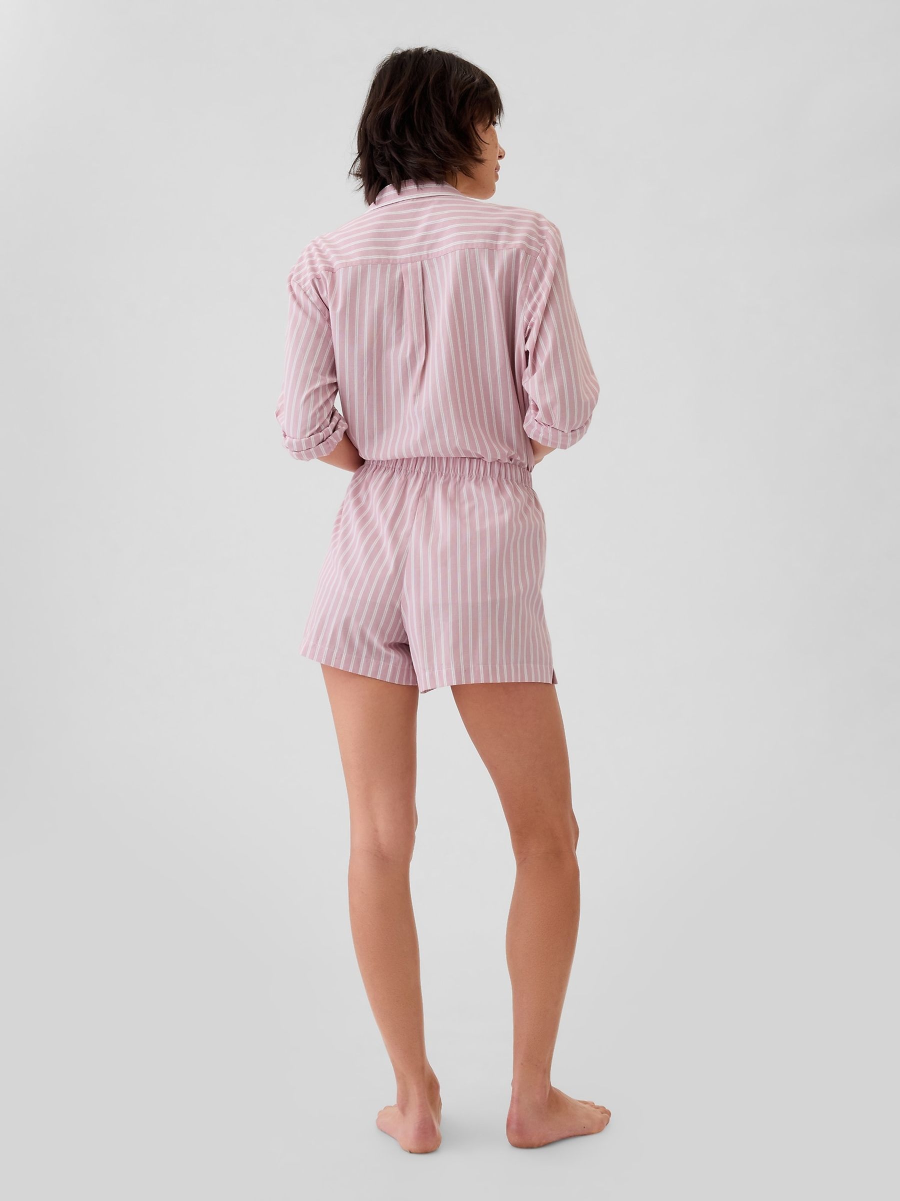 Pink Stripe 100% Cotton Poplin Pyjama Boxer Shorts - Image 2 of 5