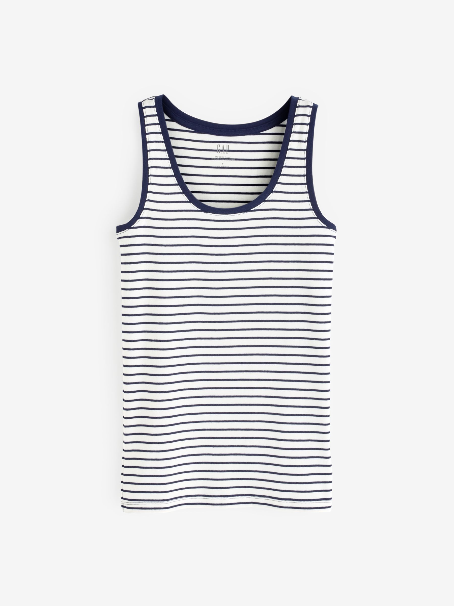 White/Blue Stripe Modern Cotton-Modal Vest - Image 2 of 5