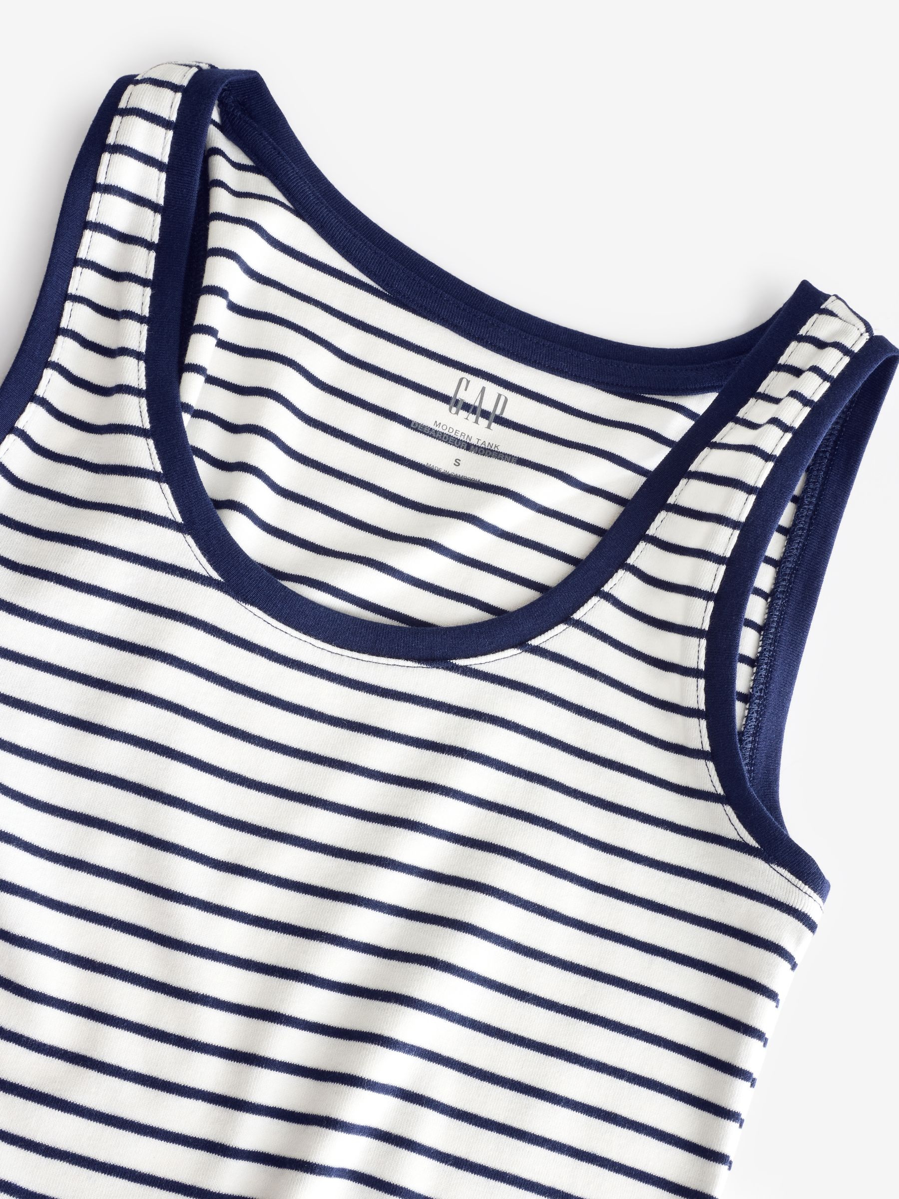 White/Blue Stripe Modern Cotton-Modal Vest - Image 4 of 5
