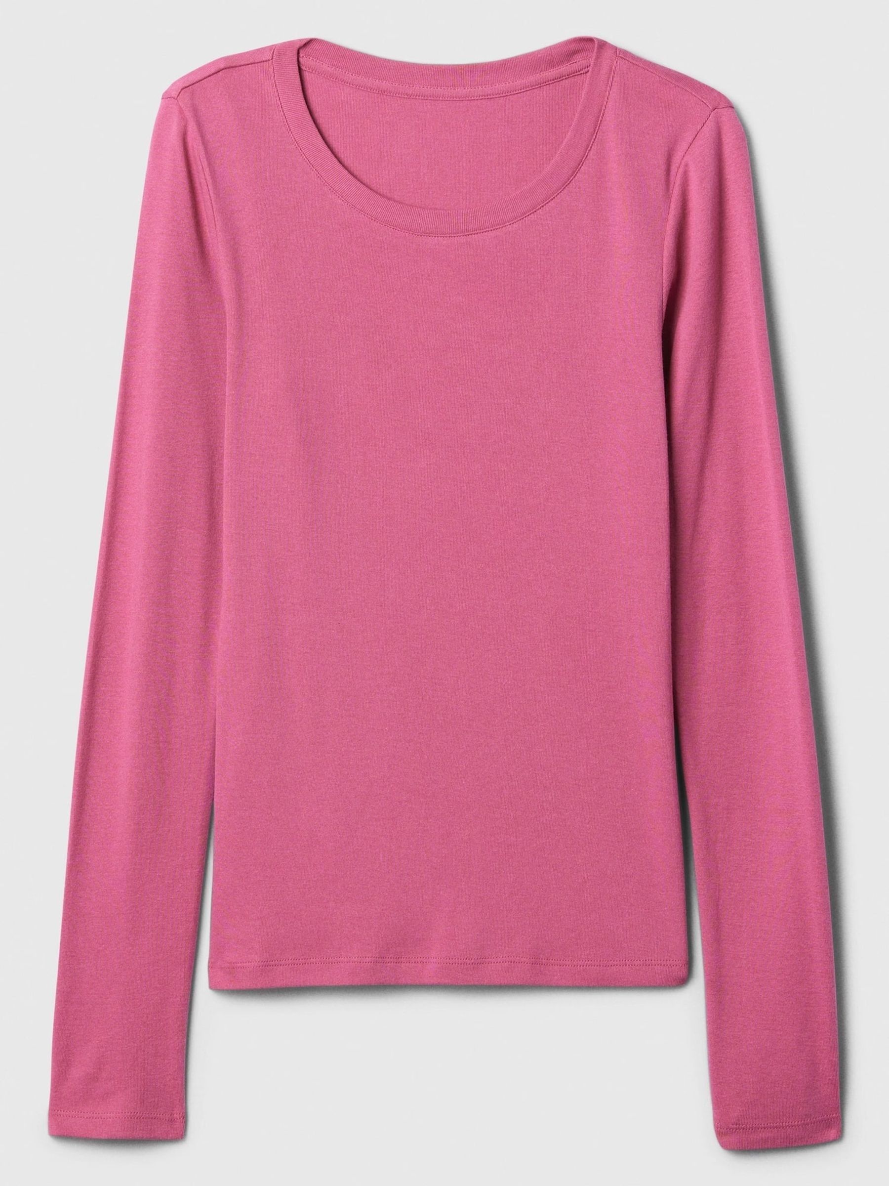 Pink Favourite Cotton-Modal Crew Neck Long Sleeve T-Shirt - Image 5 of 5