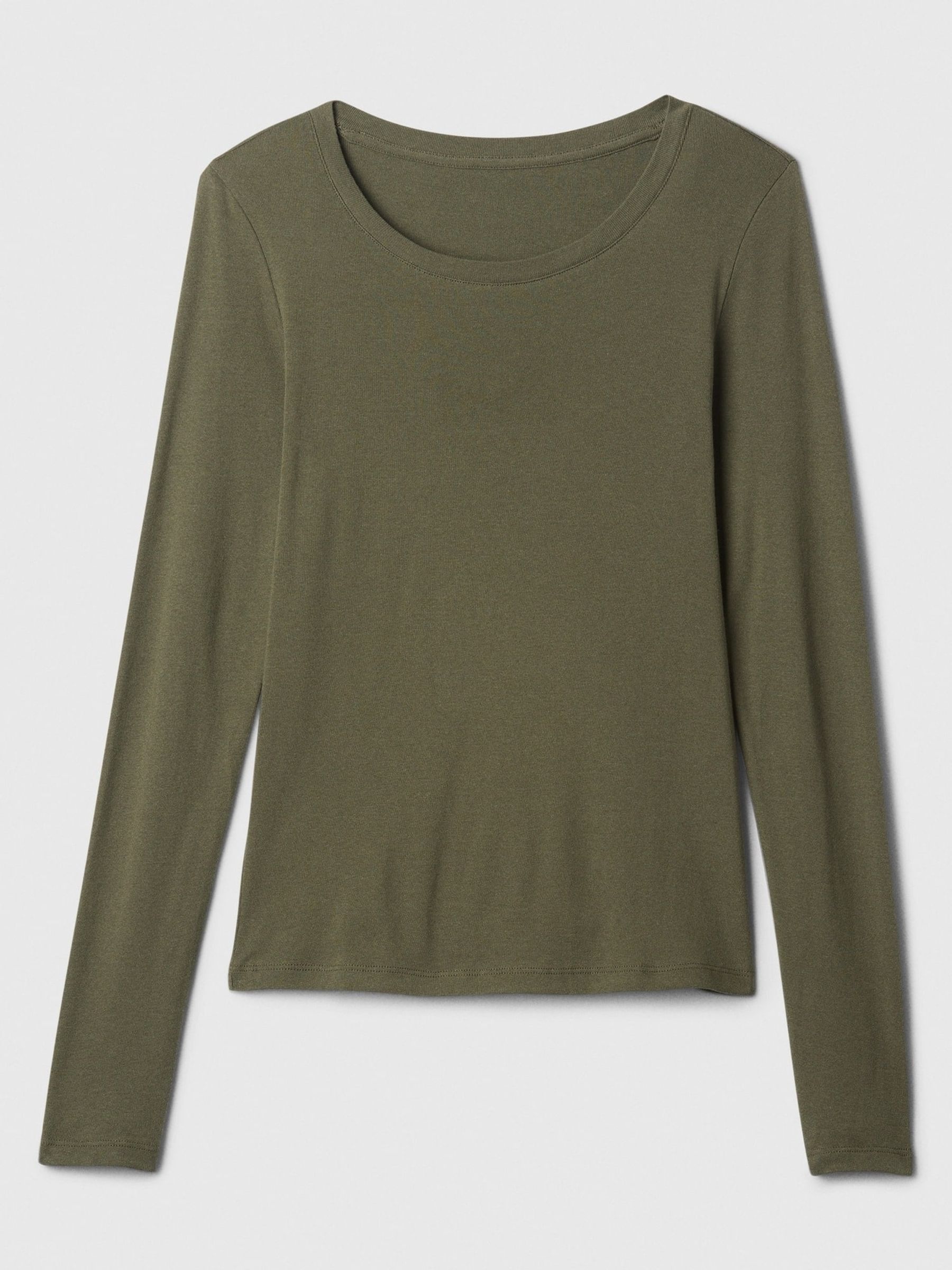 Green Favourite Cotton-Modal Crew Neck Long Sleeve T-Shirt - Image 5 of 5
