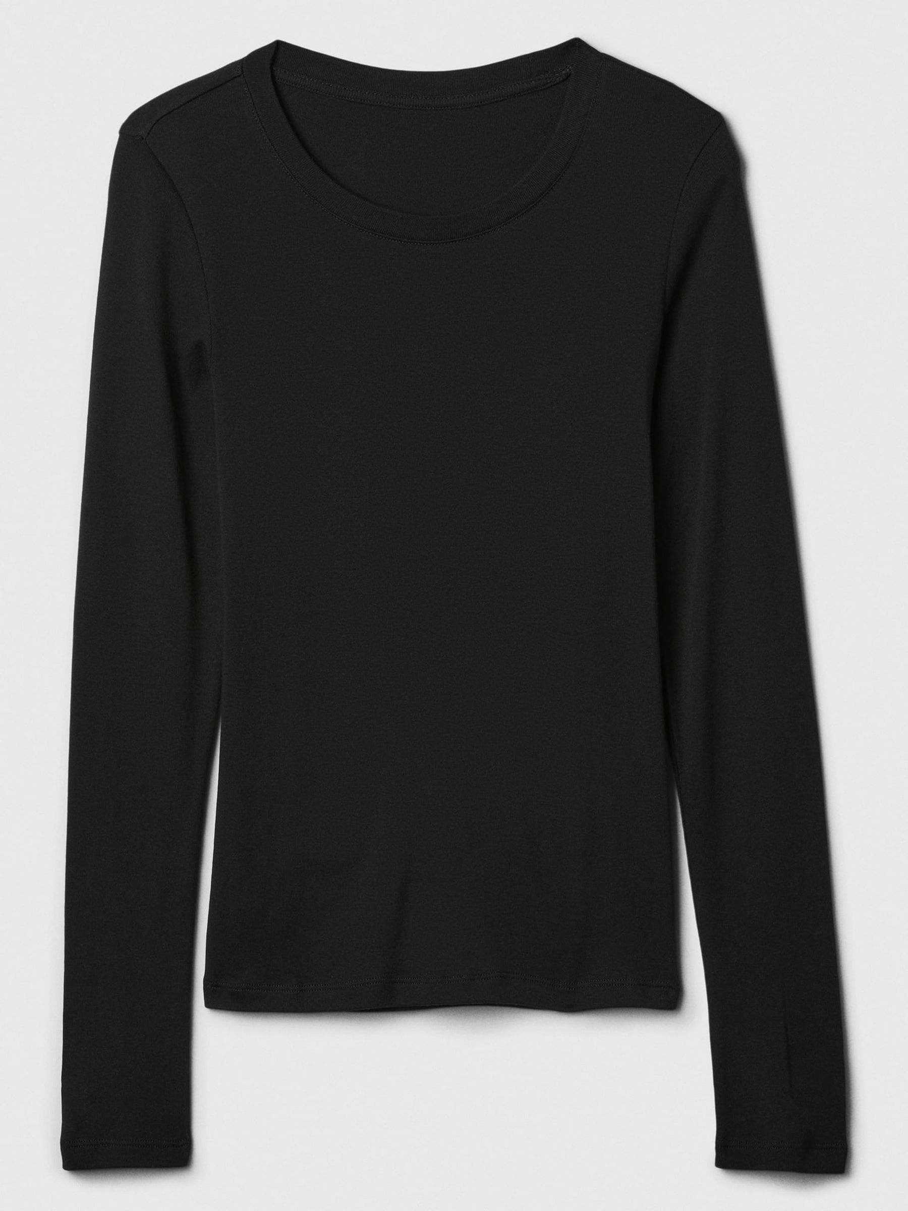 Black Favourite Cotton-Modal Crew Neck Long Sleeve T-Shirt - Image 5 of 5