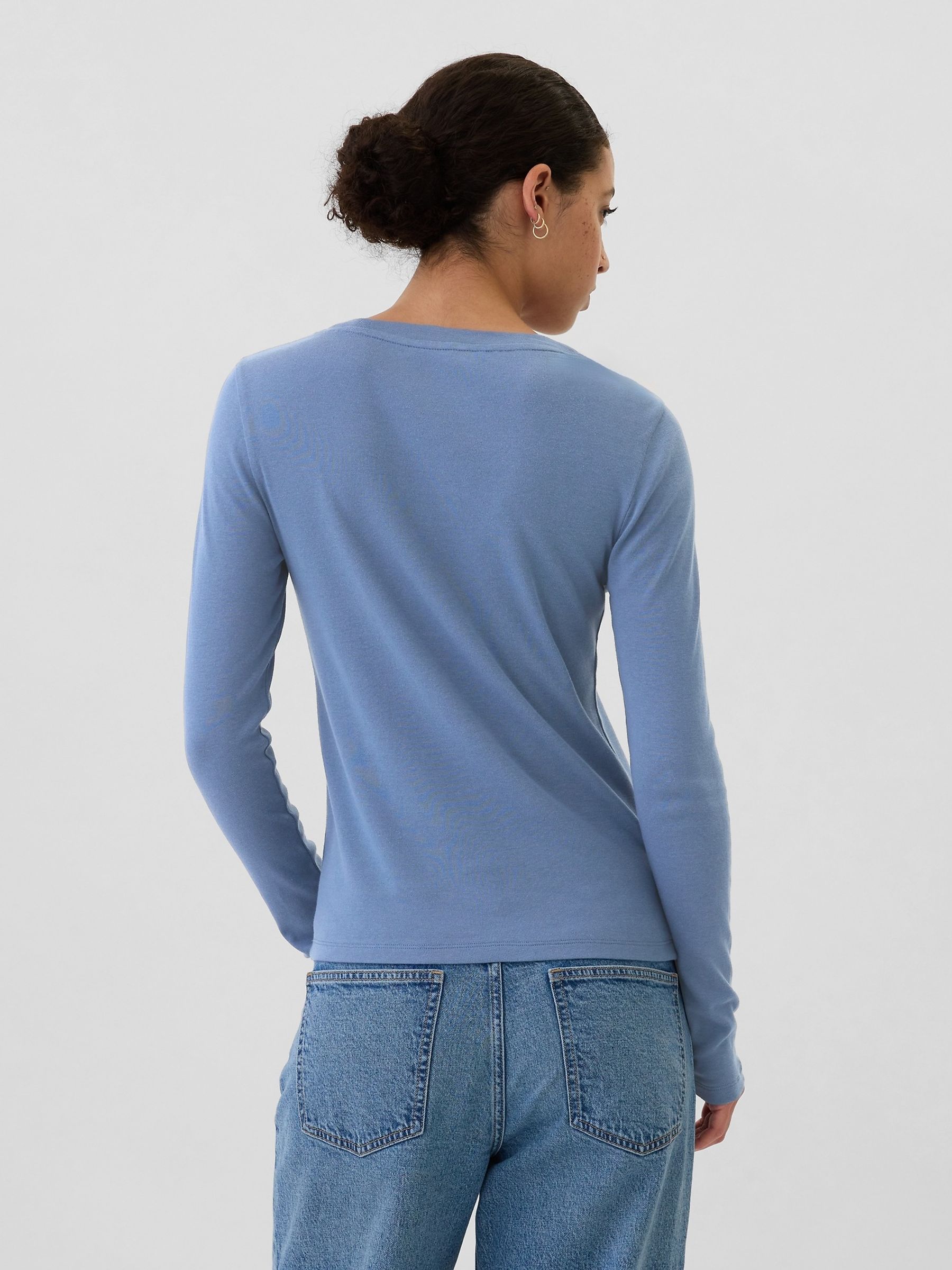 Blue Favourite Cotton-Modal Crew Neck Long Sleeve T-Shirt - Image 2 of 7