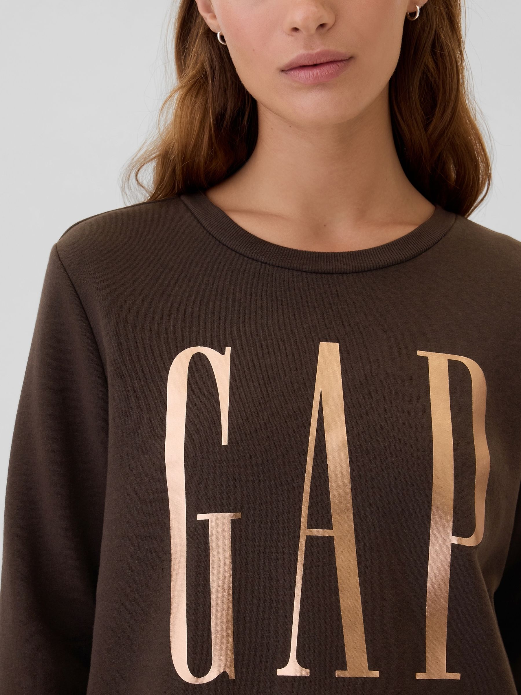 Brown Metallic Relaxed Logo Crew Neck Jumper - Image 3 of 4