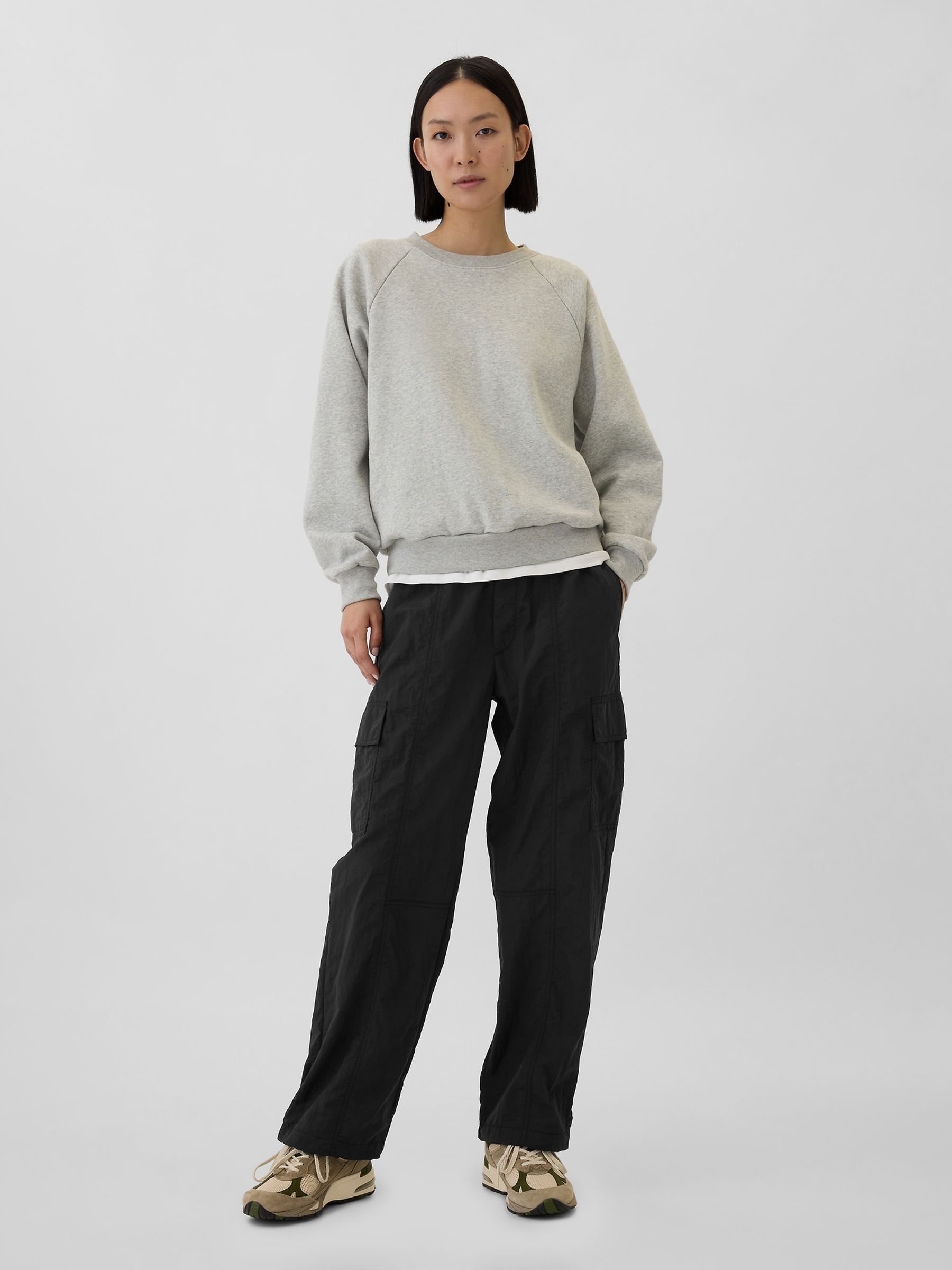 Black High Waisted Parachute Cargo Trousers - Image 1 of 5