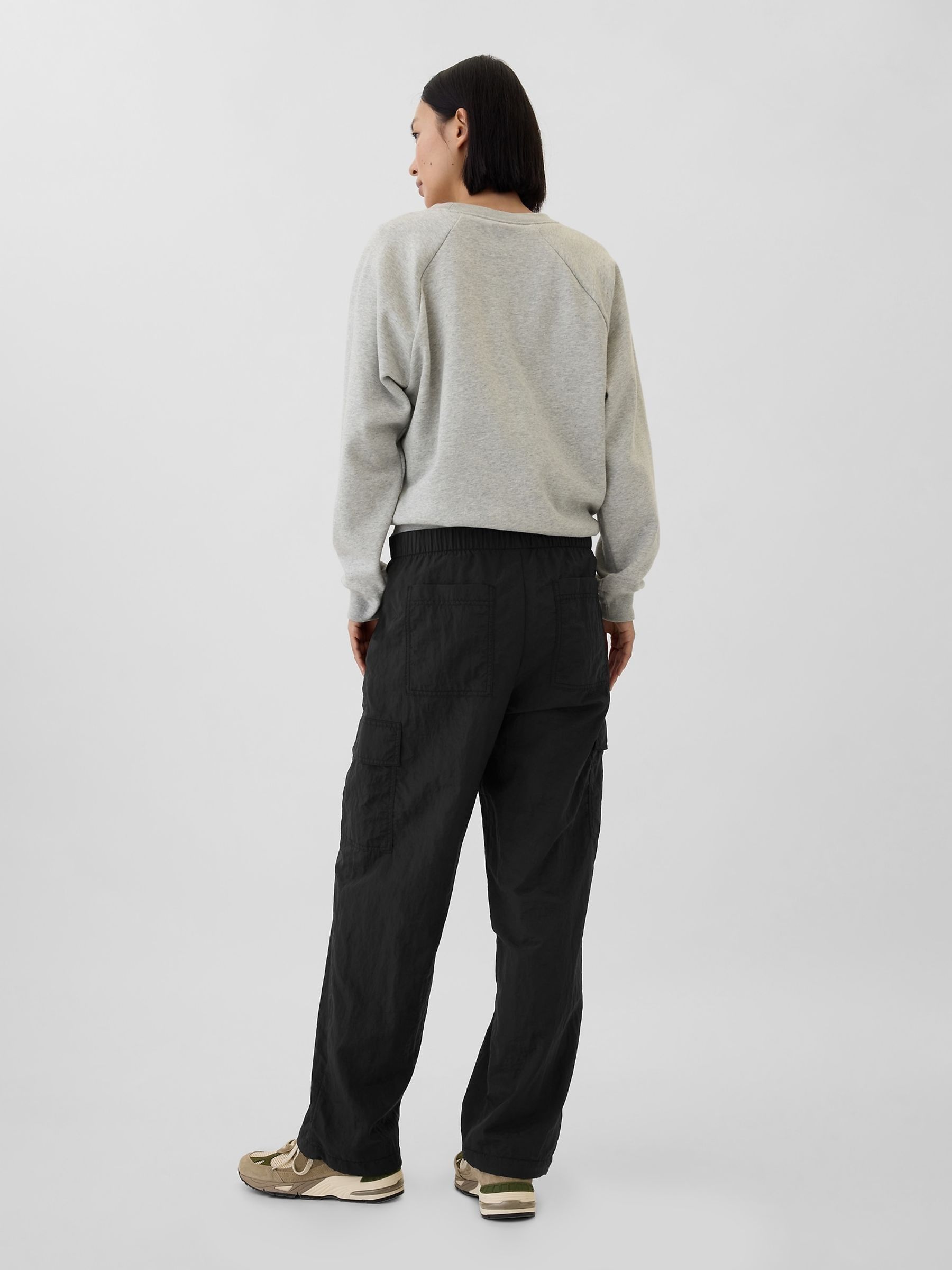 Black High Waisted Parachute Cargo Trousers - Image 2 of 5
