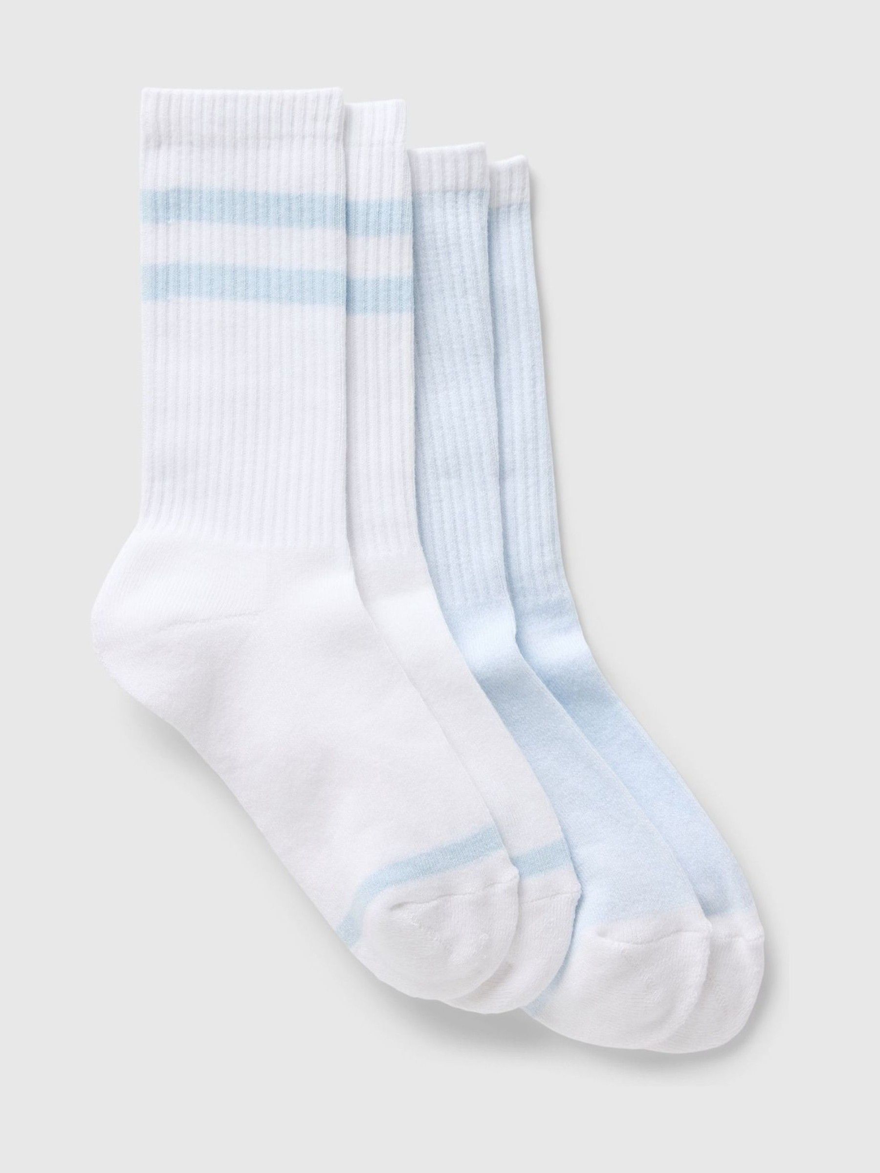 White Adults 2 Pack Stripe Crew Socks - Image 1 of 2