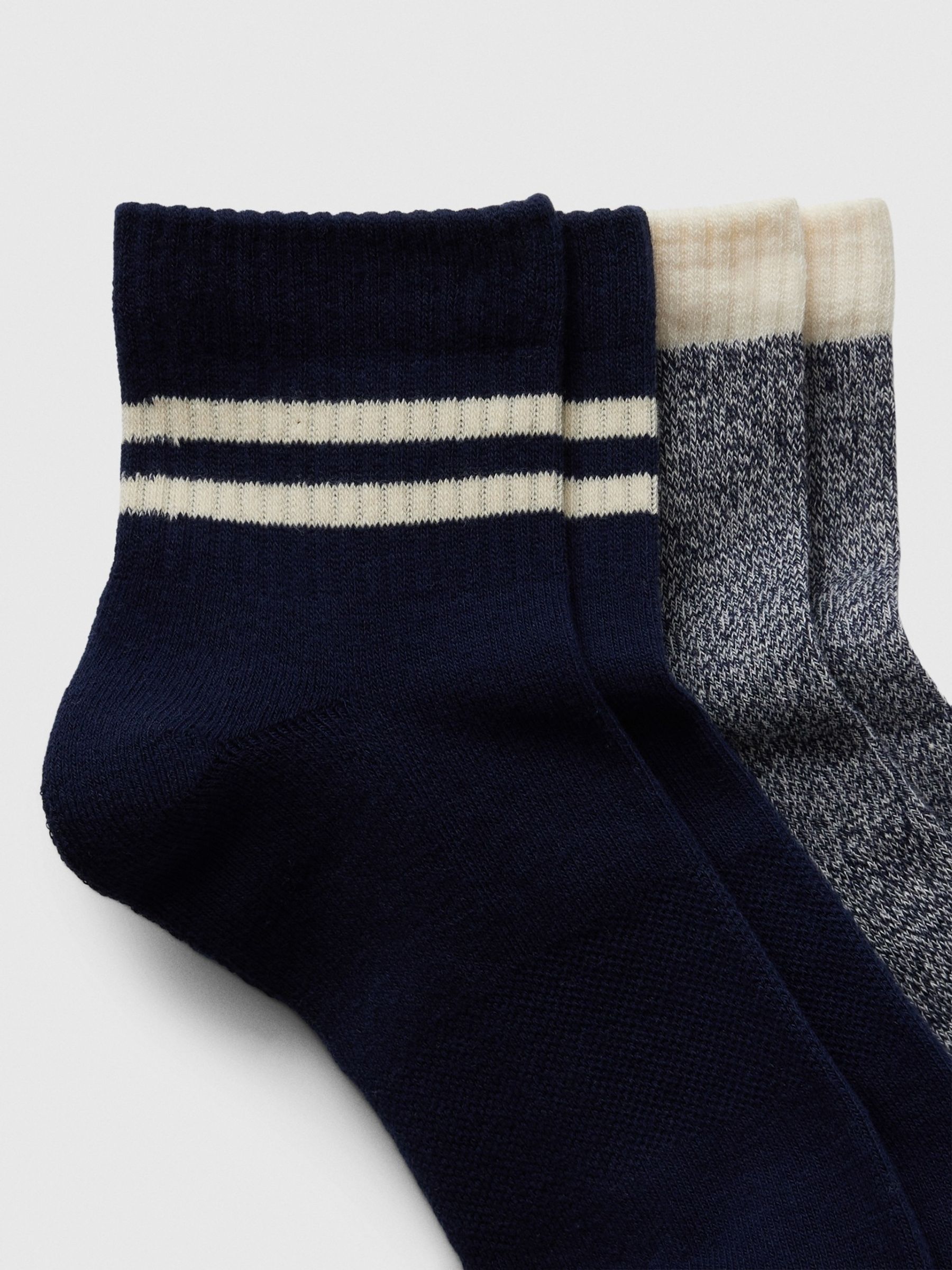 Blue Adults 2 Pack Quarter Crew Socks - Image 2 of 2
