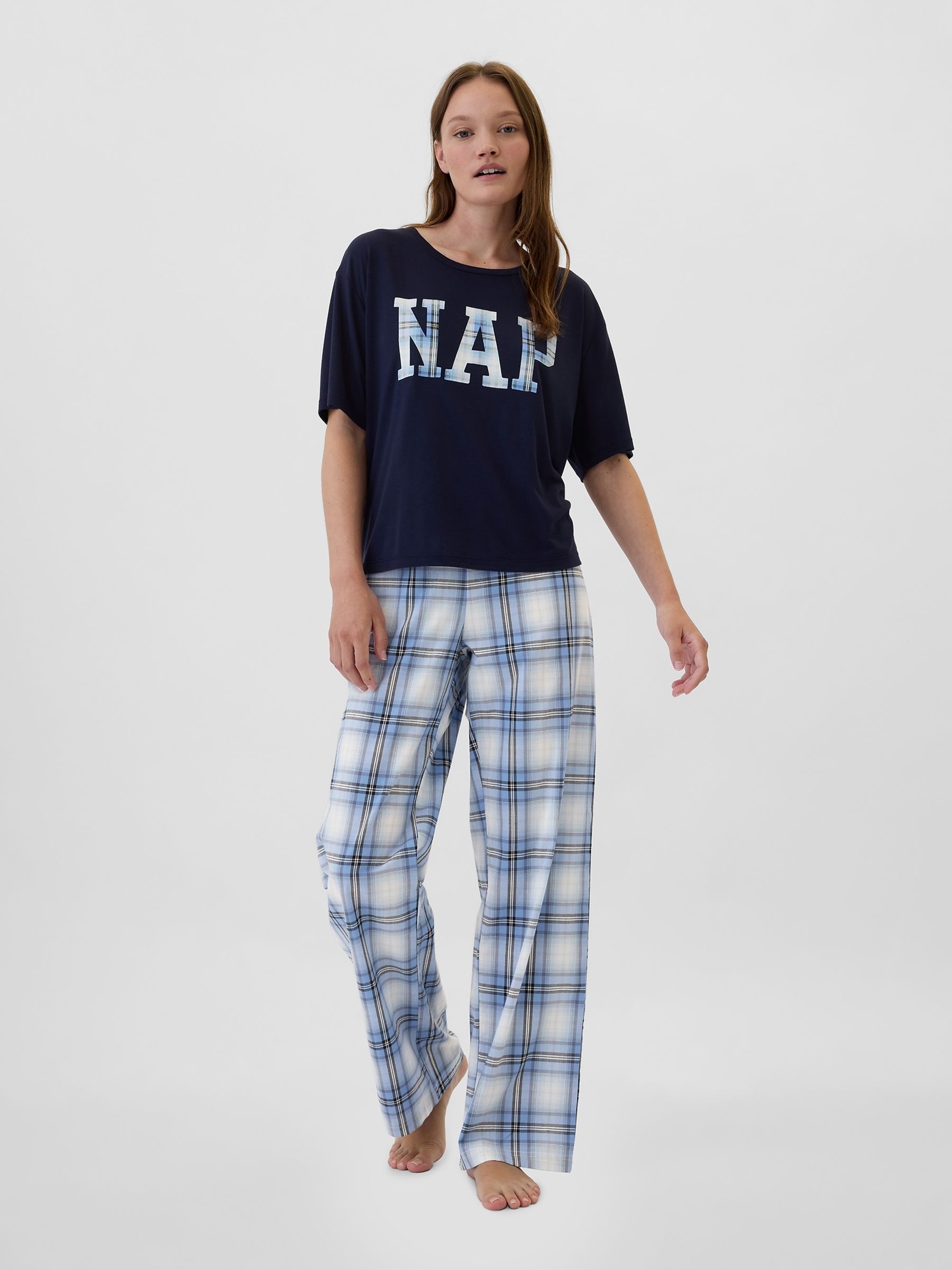Blue Poplin Pyjama Bottoms - Image 1 of 4