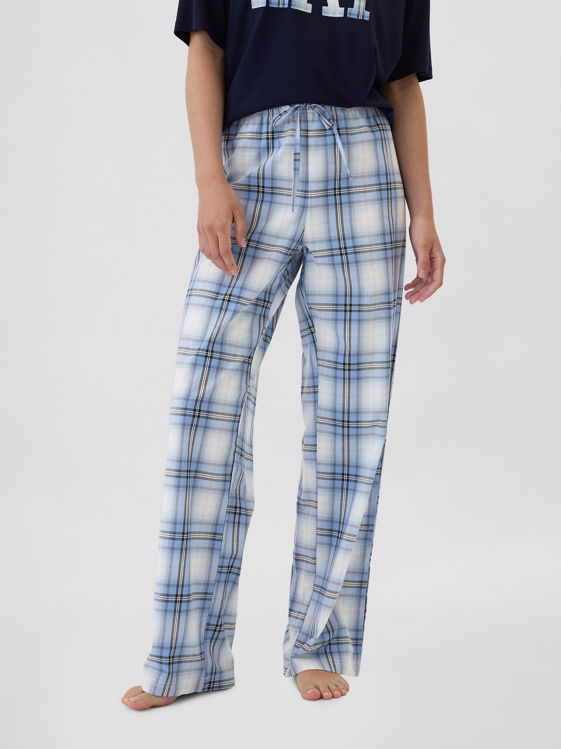 Blue Poplin Pyjama Bottoms - Image 3 of 4
