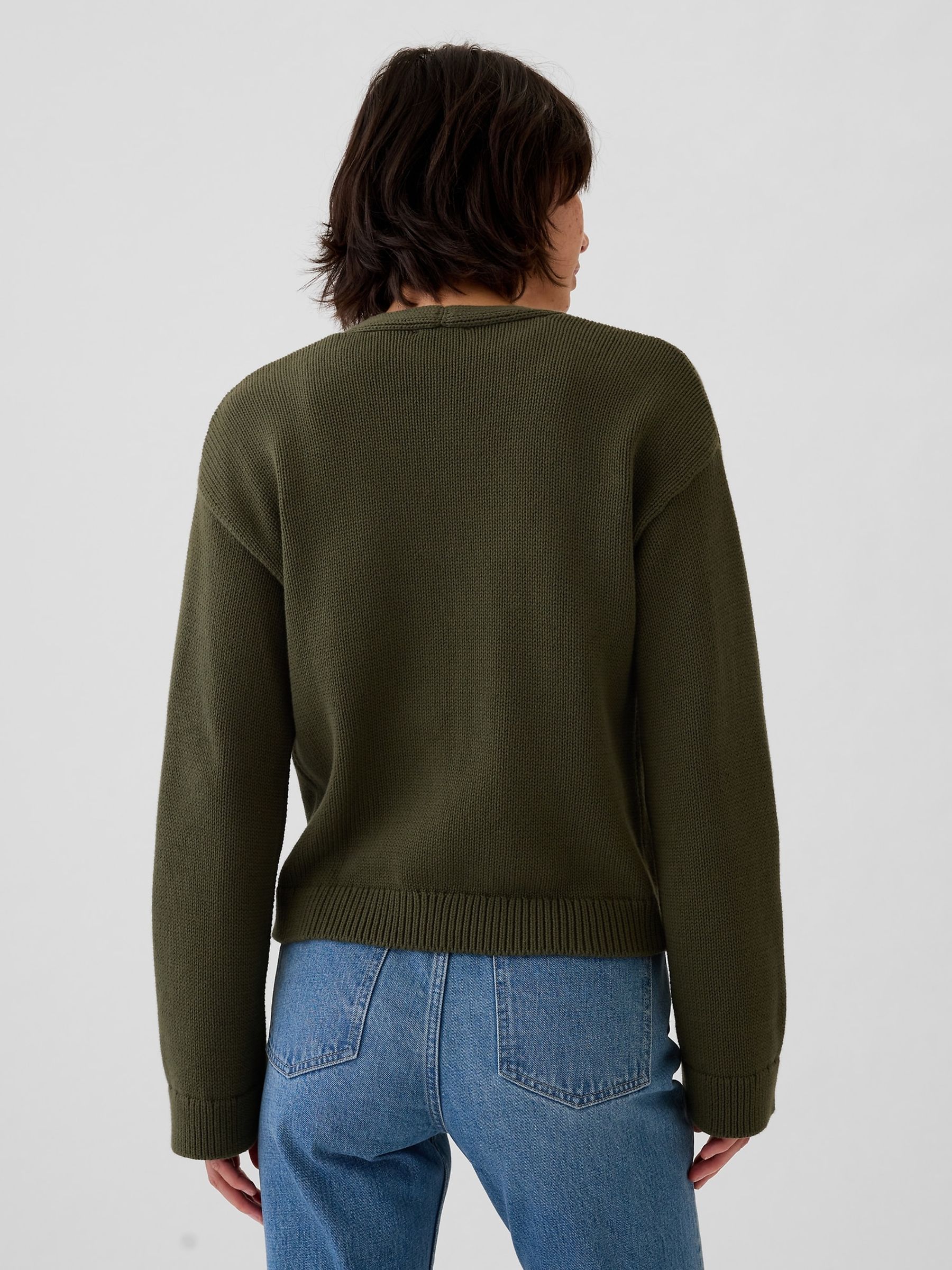 Green V-Neck Pocket Cardigan - Image 2 of 5