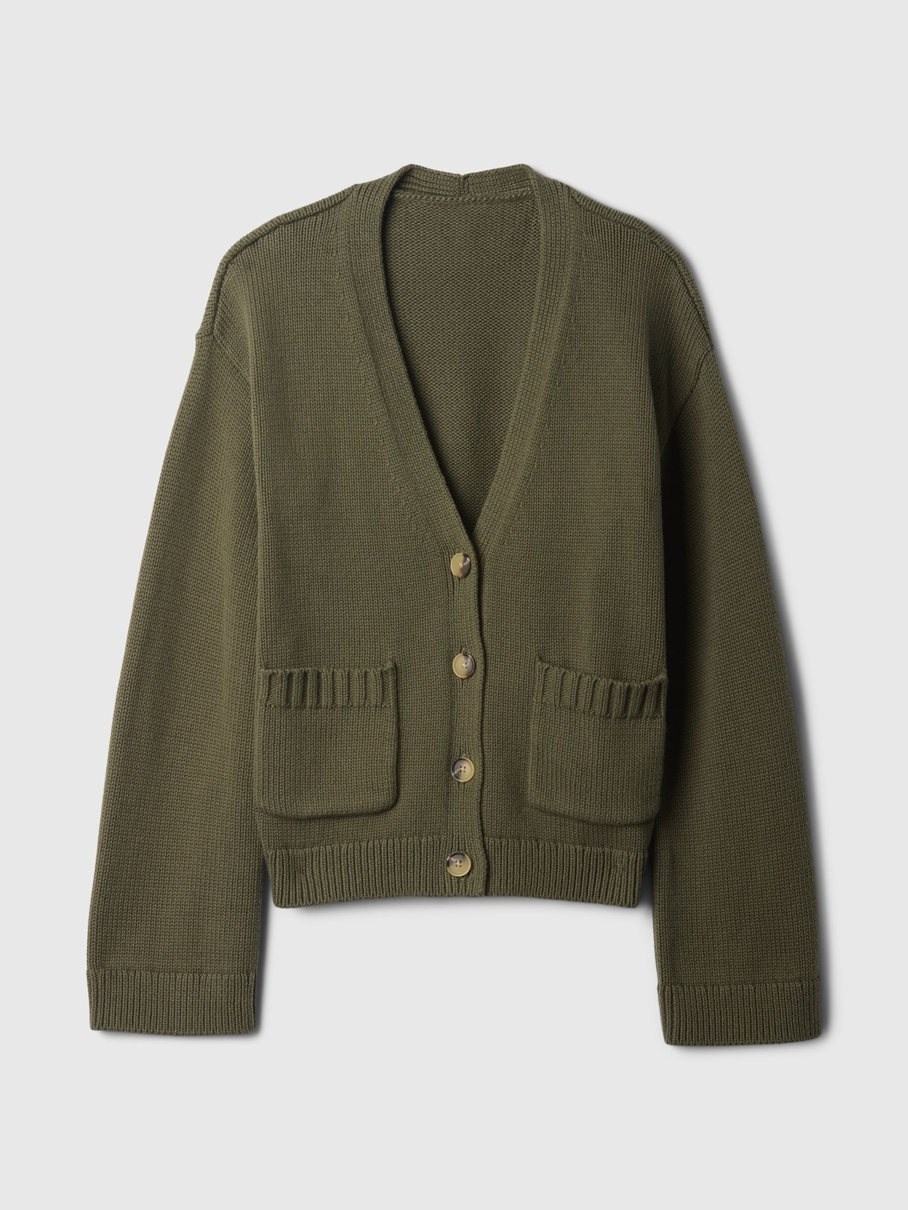 Green V-Neck Pocket Cardigan - Image 5 of 5