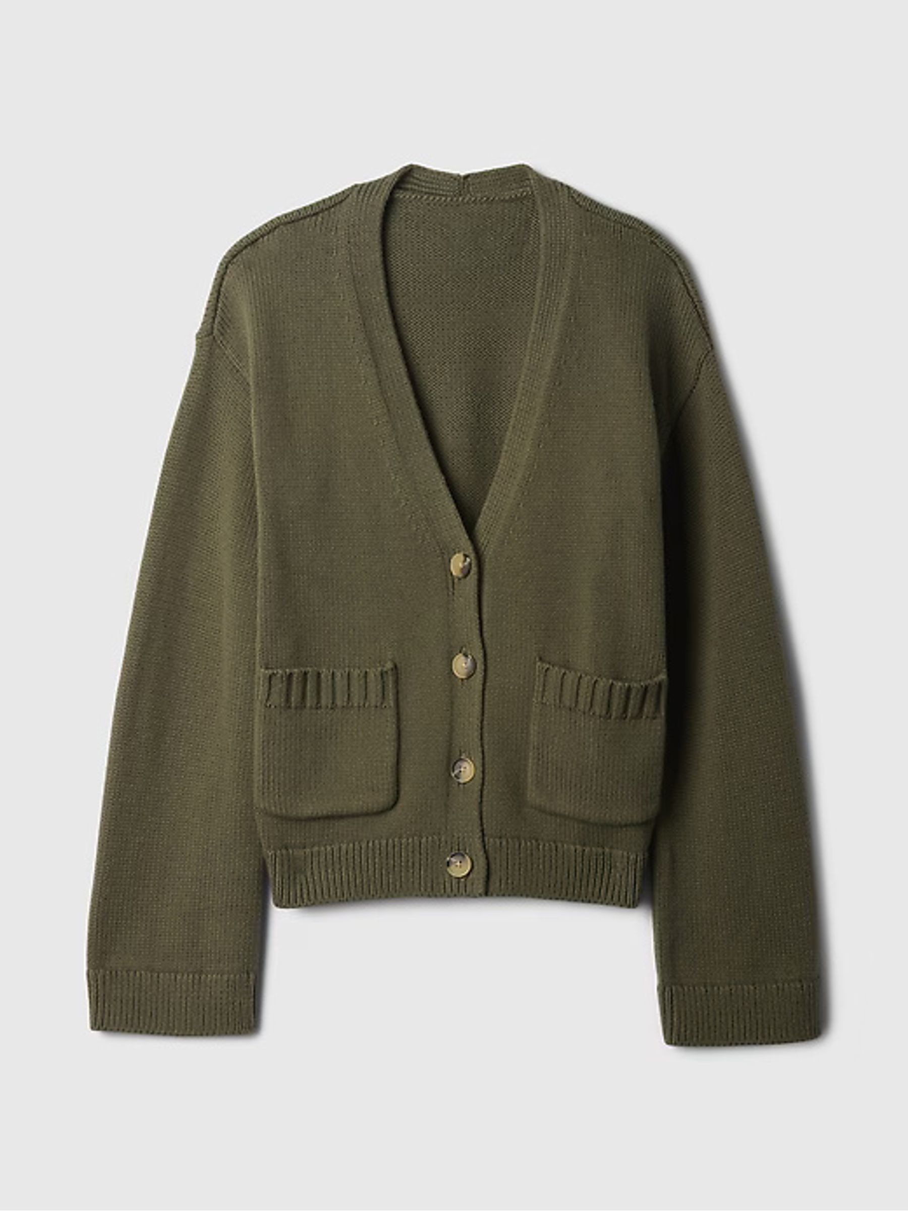 Green V-Neck Pocket Cardigan - Image 5 of 5