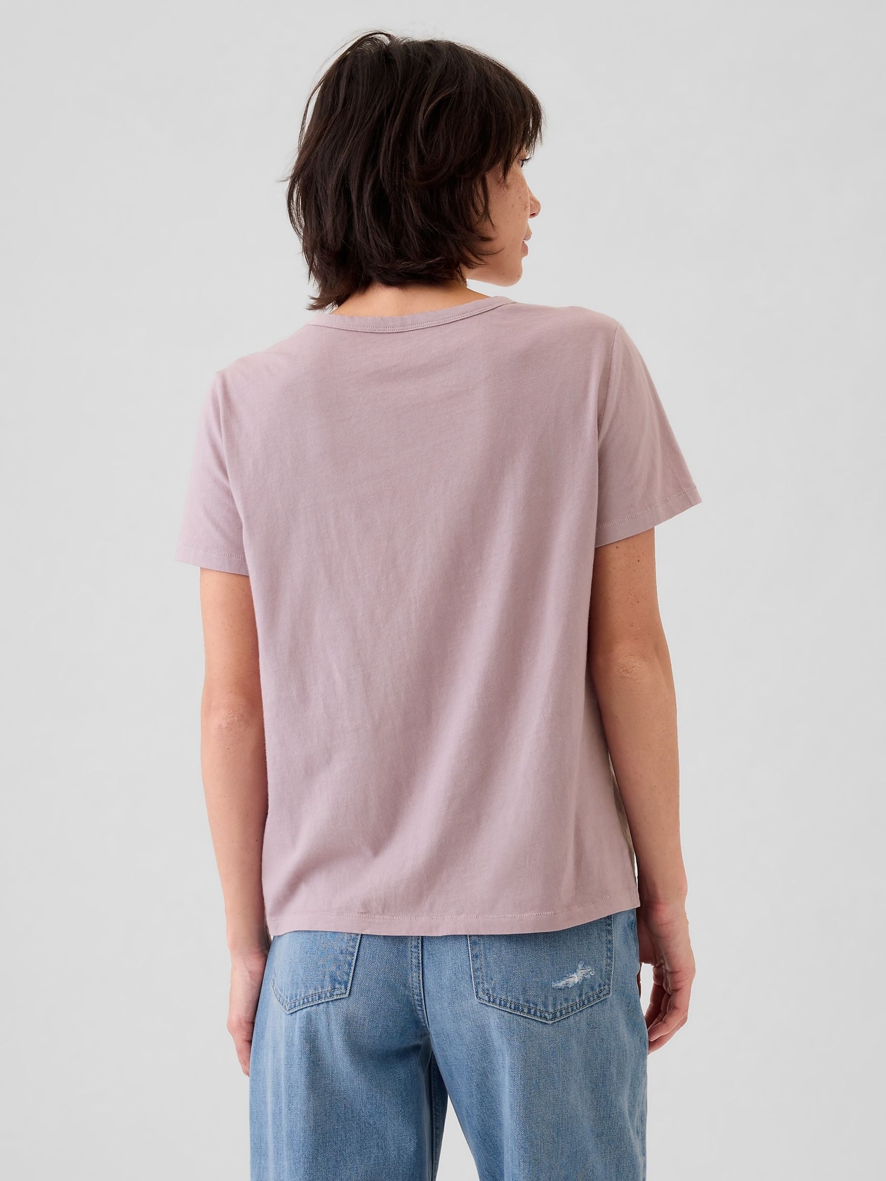 Purple Crew Neck Vintage 100% Organic Cotton Short Sleeve T-Shirt - Image 2 of 4