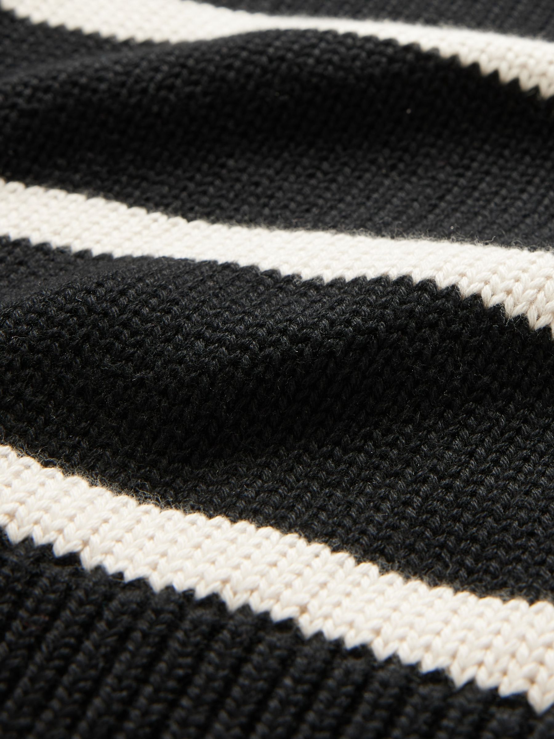 Black Stripe Soft Cotton Shrunken Roll Neck Jumper - Image 5 of 5