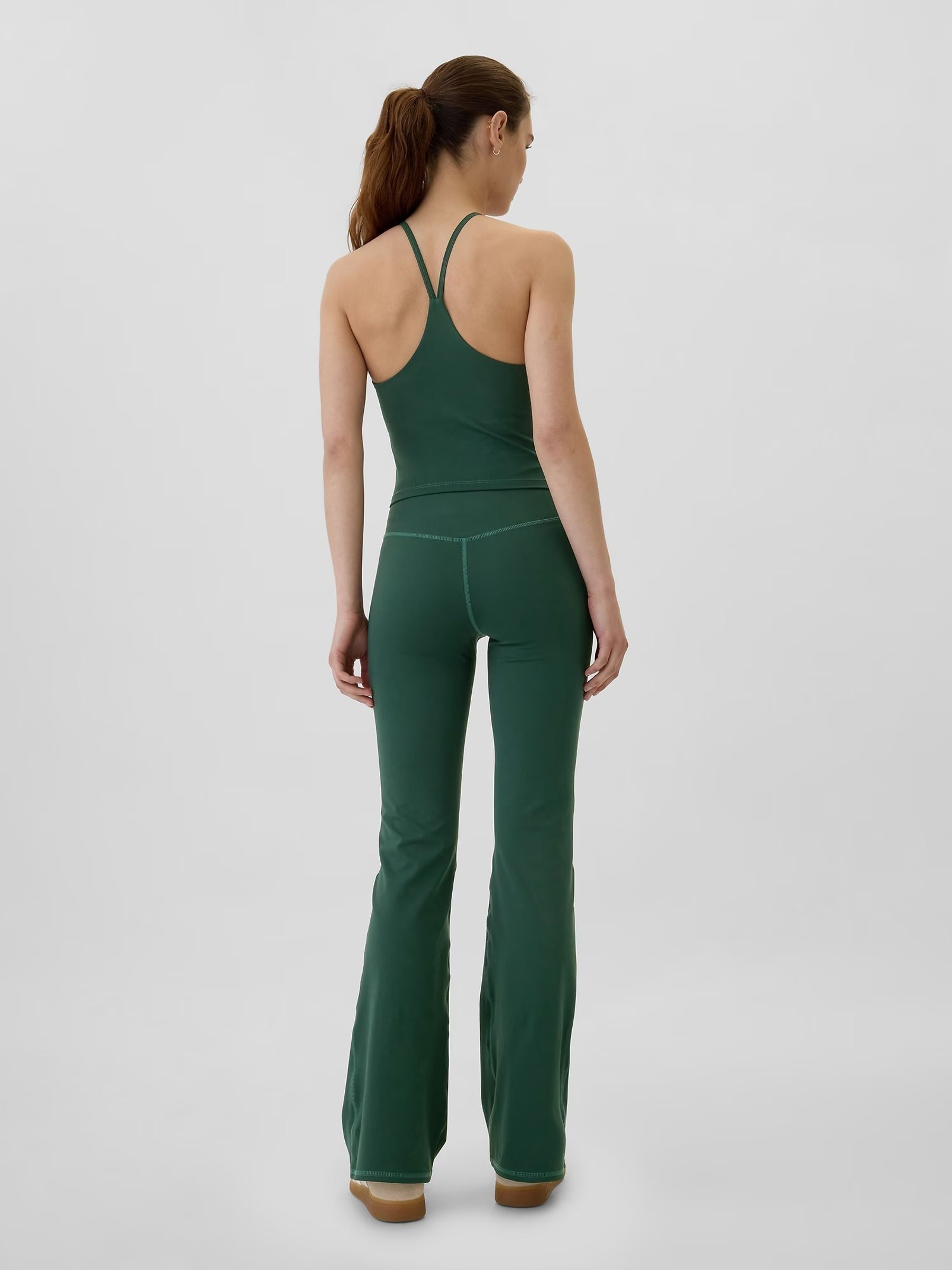 Green Flare High Waisted Studio Leggings - Image 2 of 5