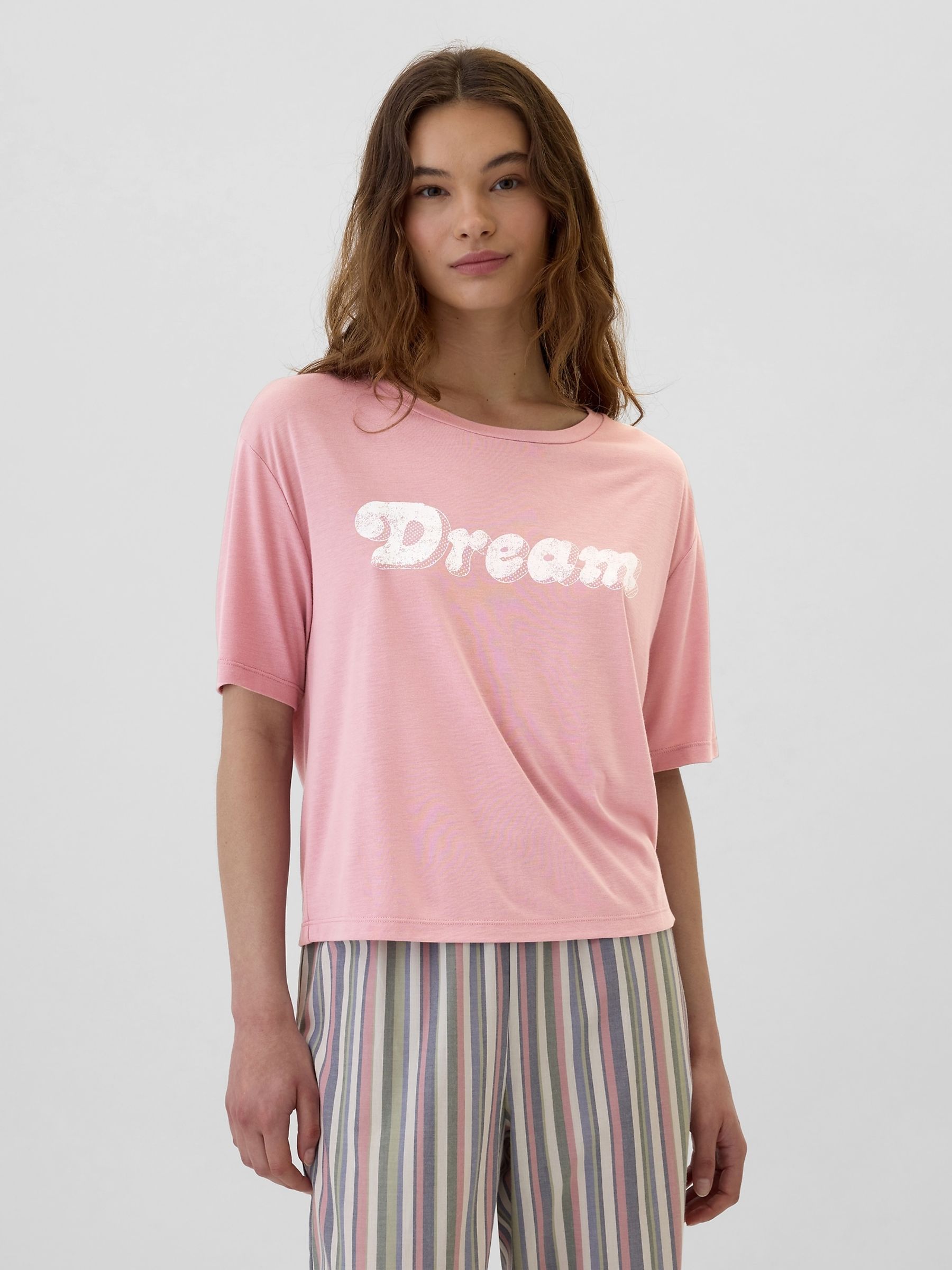 Pink Relaxed Graphic Short Sleeve Pyjama T-Shirt - Image 1 of 4
