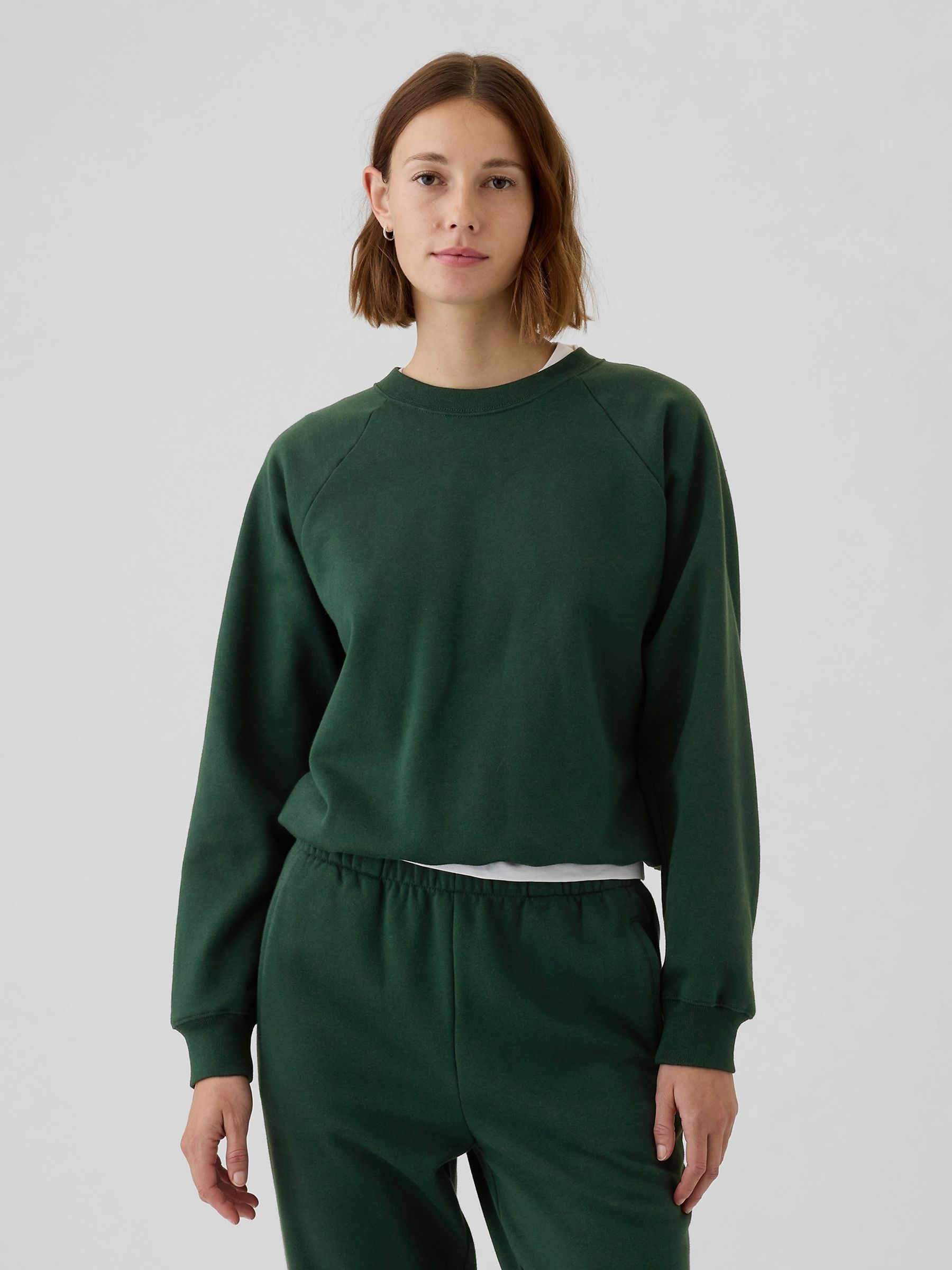 Green Vintage Soft Raglan Crew Neck Jumper - Image 1 of 1