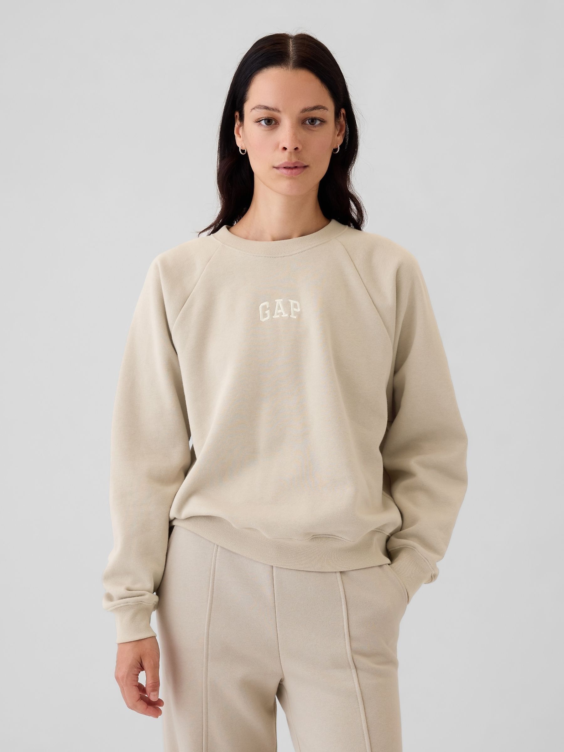 Beige Vintage Soft Raglan Crew Neck Sweatshirt - Image 1 of 5