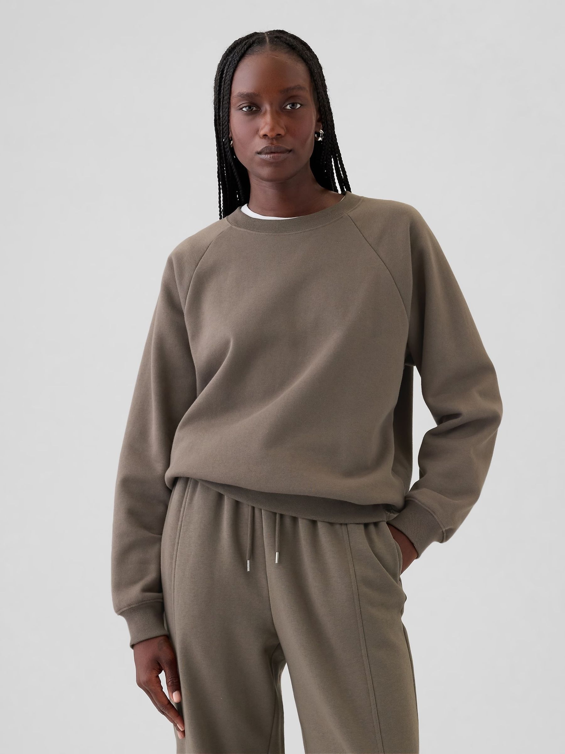 Brown Vintage Soft Raglan Crew Neck Sweatshirt - Image 1 of 1