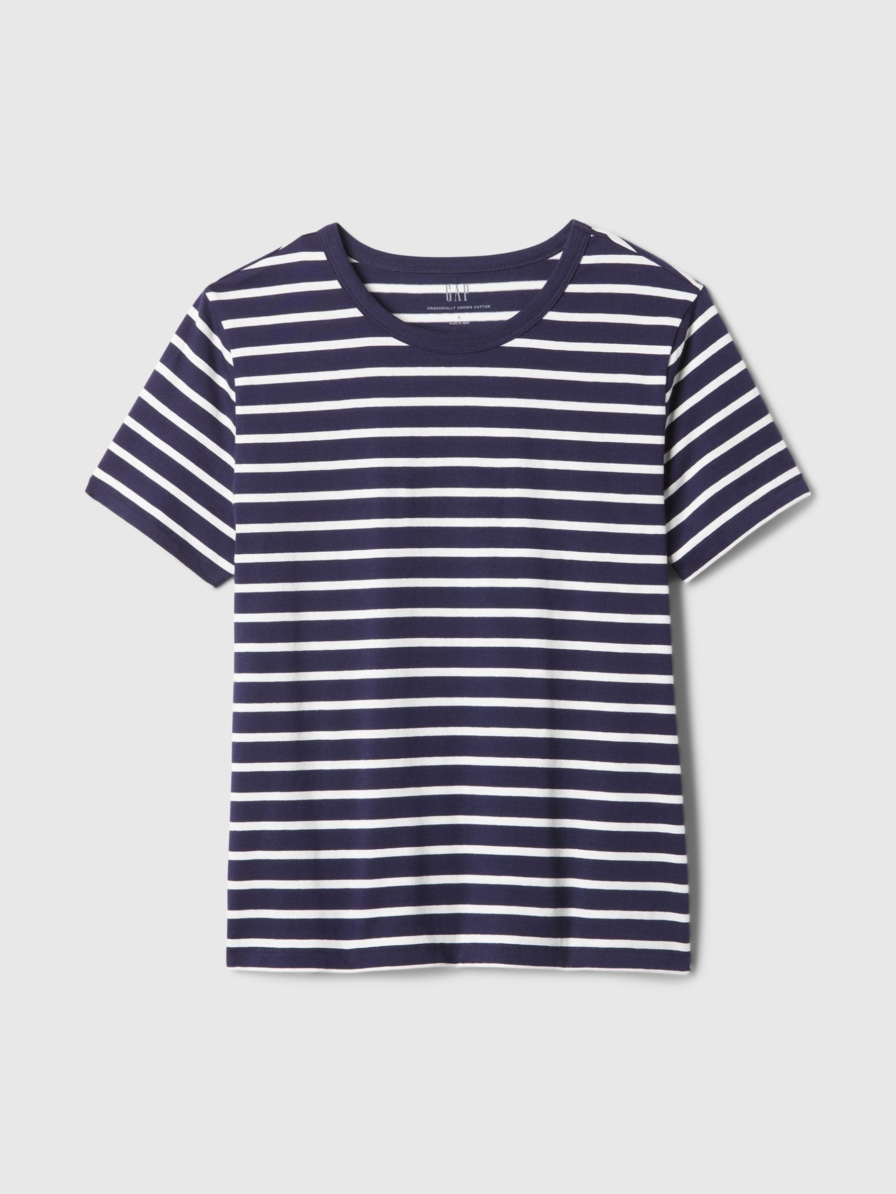 Blue Stripe Crew Neck Vintage Short Sleeve T-Shirt - Image 5 of 5 Blue Stripe Crew Neck Vintage Short Sleeve T-Shirt - Image 5 of 5