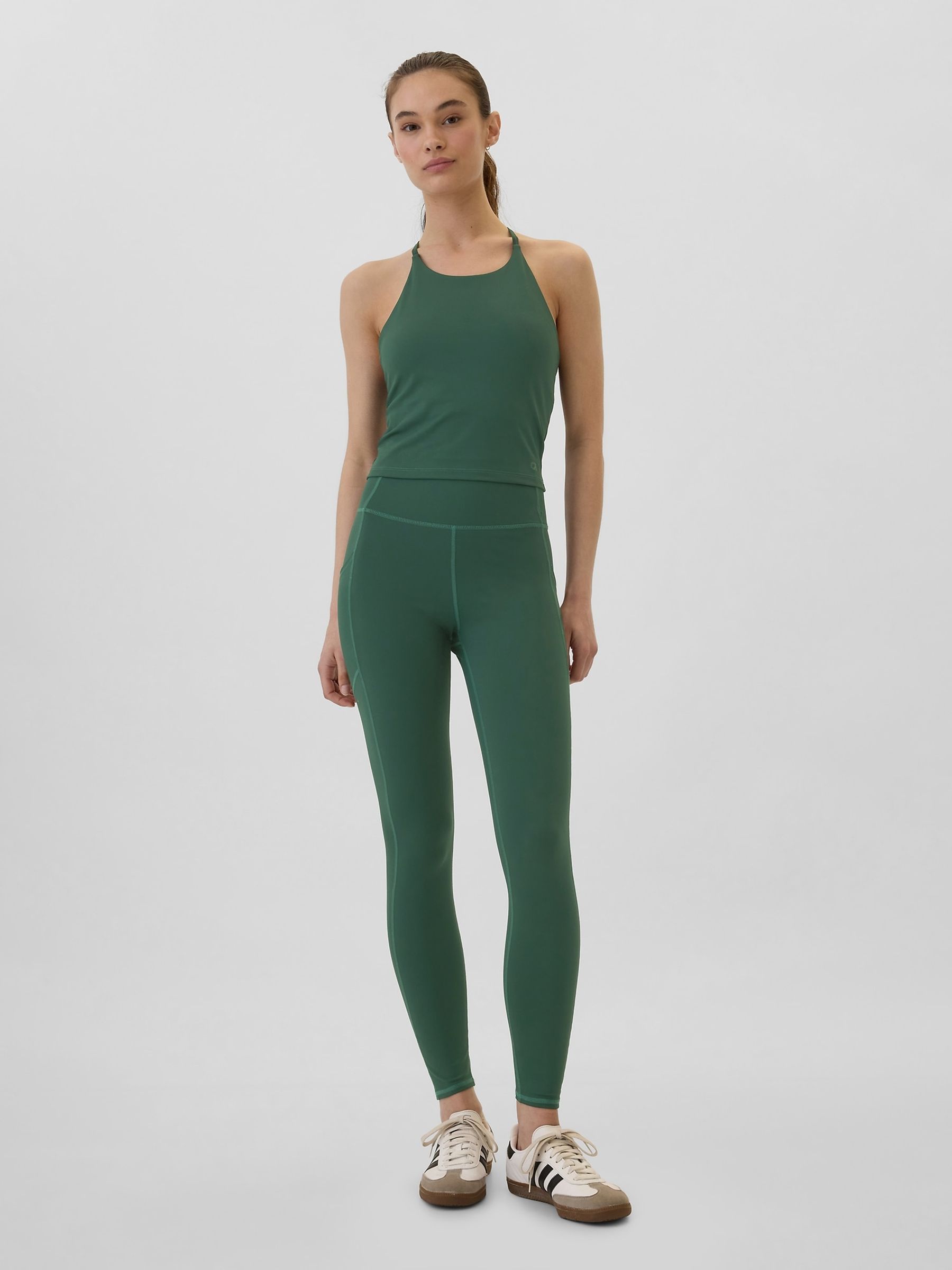 Green Full Length High Waisted Studio Leggings - Image 1 of 5